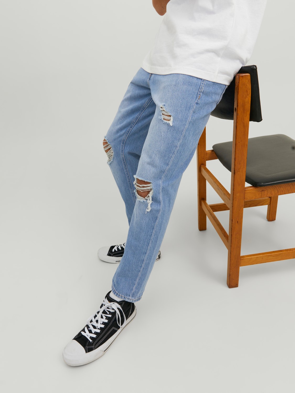 JACK & JONES Frank Original Cropped loose fit, heren jeans, denimblauw