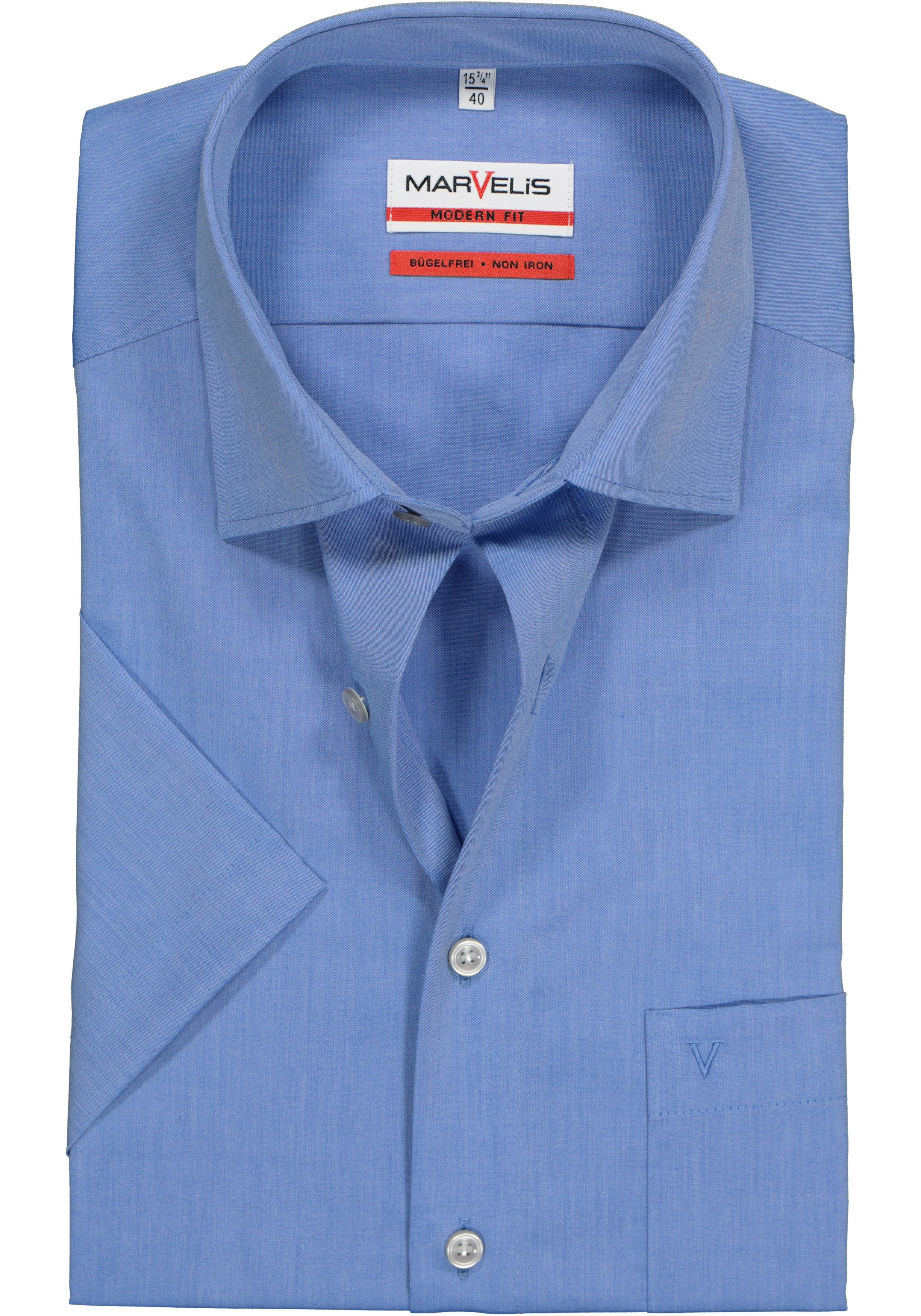 MARVELIS modern fit overhemd, korte mouw, jeans blauw  