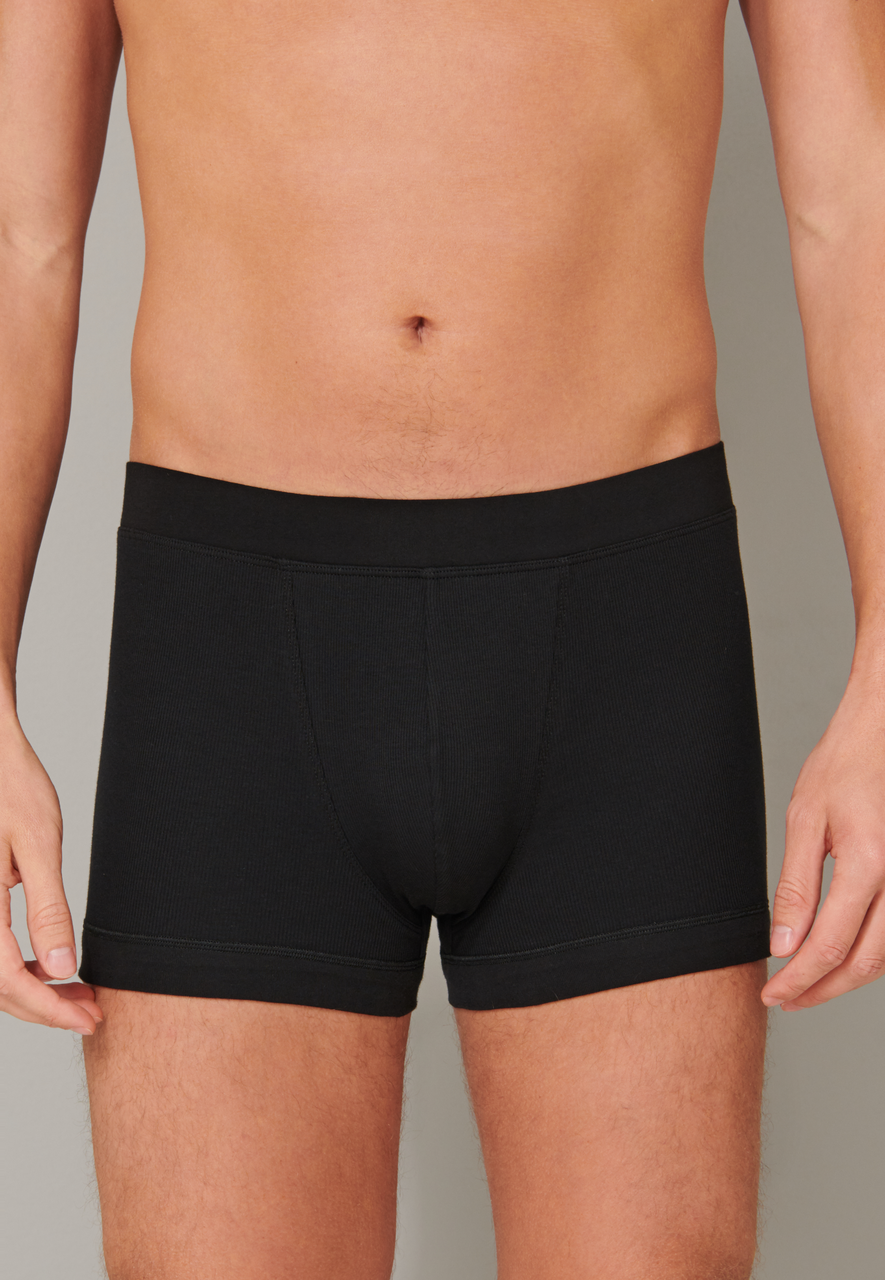 SCHIESSER Retro Rib boxer (1-pack), heren short dubbelrib biologisch katoen zwart
