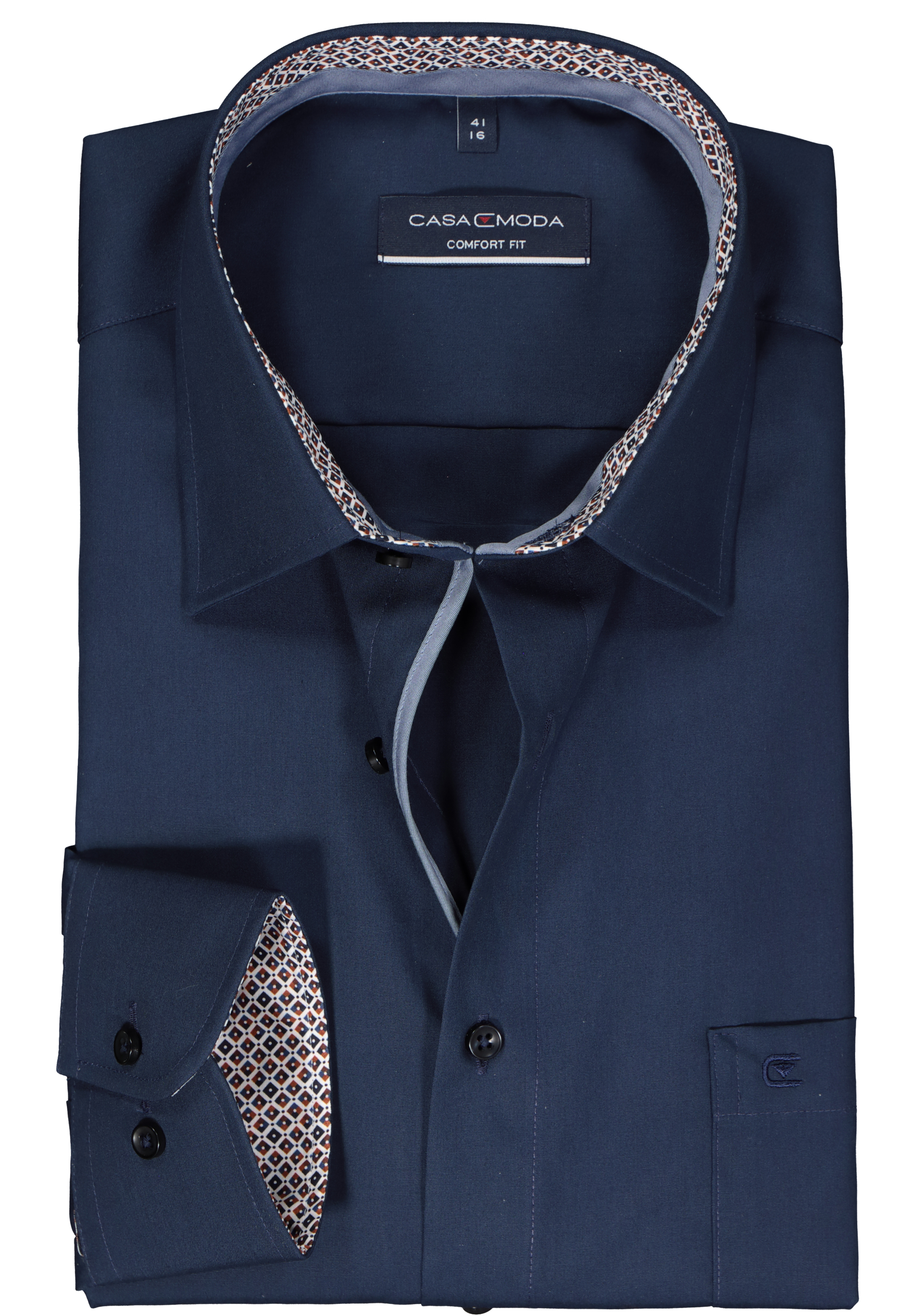 CASA MODA comfort fit overhemd, popeline, donkerblauw