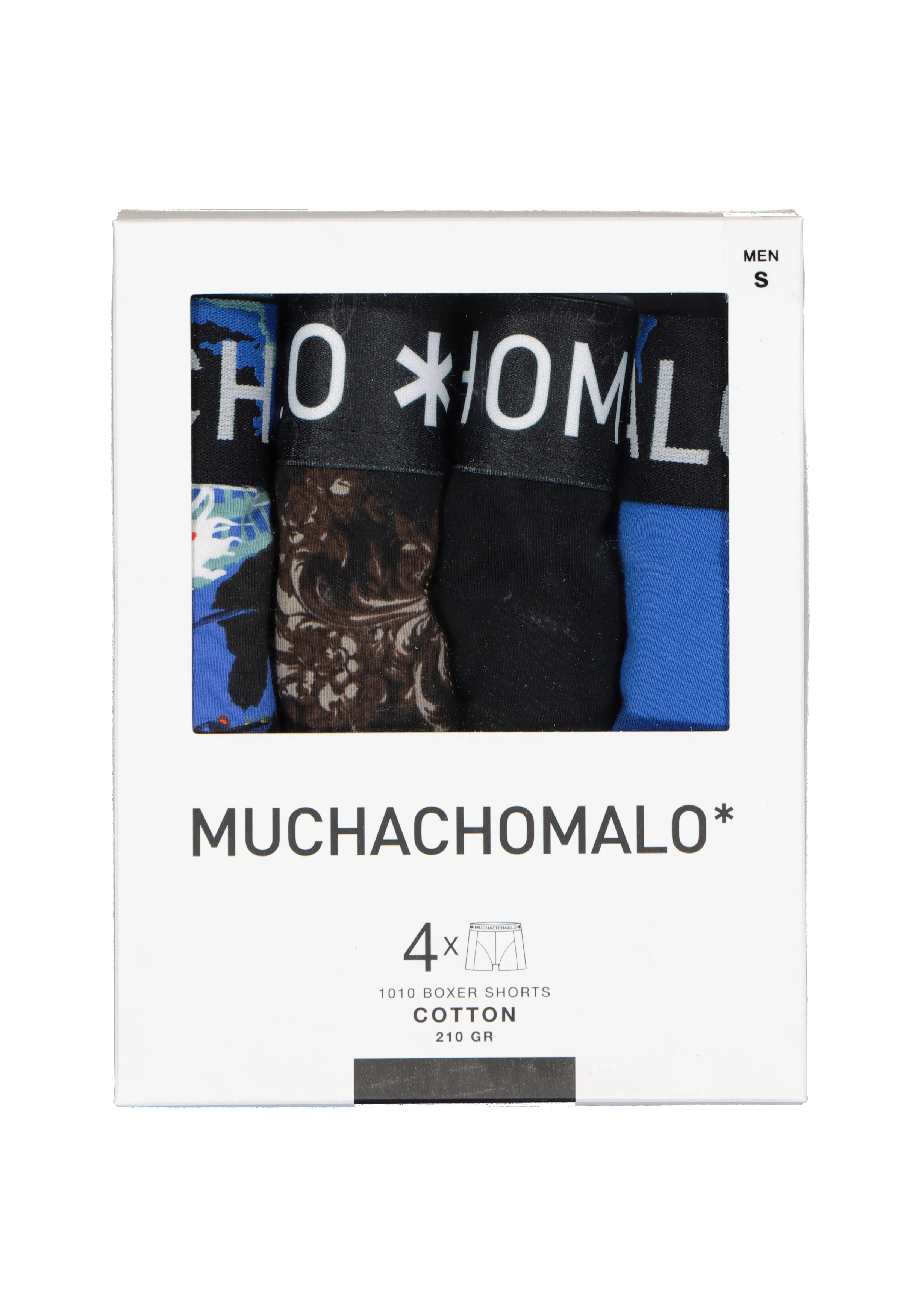 Muchachomalo heren boxershorts (4-pack), shorts King Kong Cuban Link, print, blauw, zwart