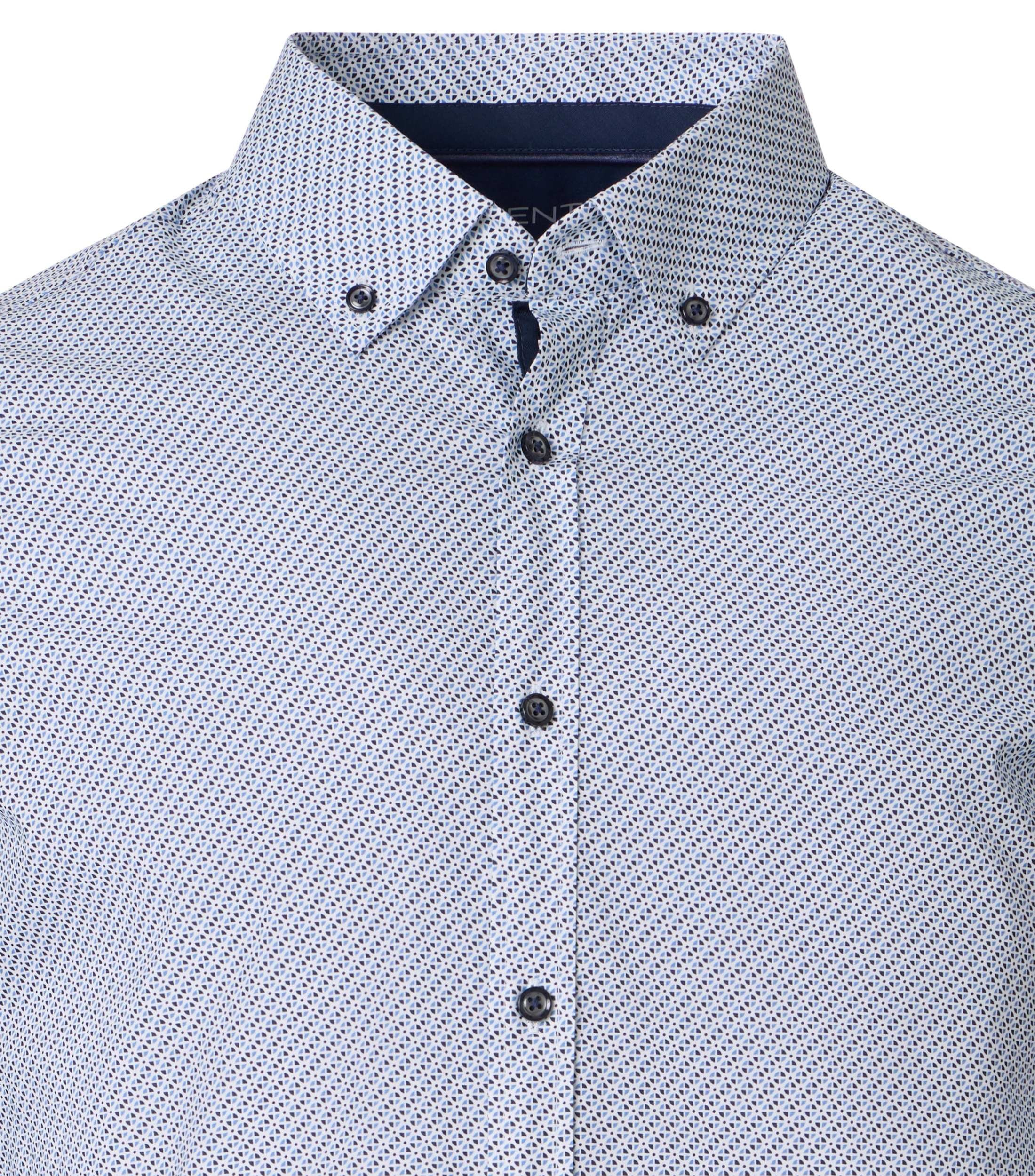 VENTI body fit overhemd, popeline, wit met blauw dessin