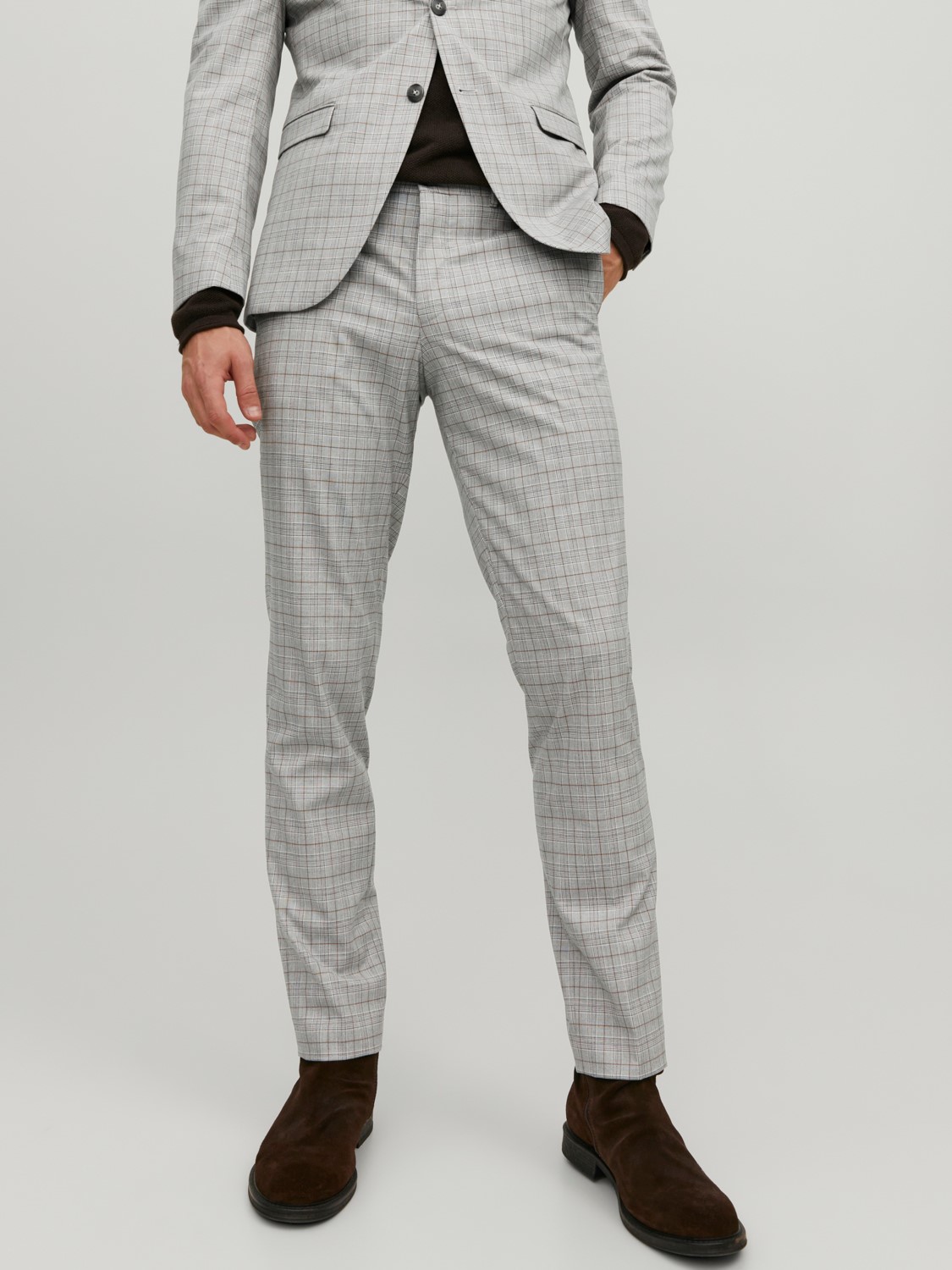 JACK & JONES Solaris Check Trouser loose fit, heren pantalon, grijs