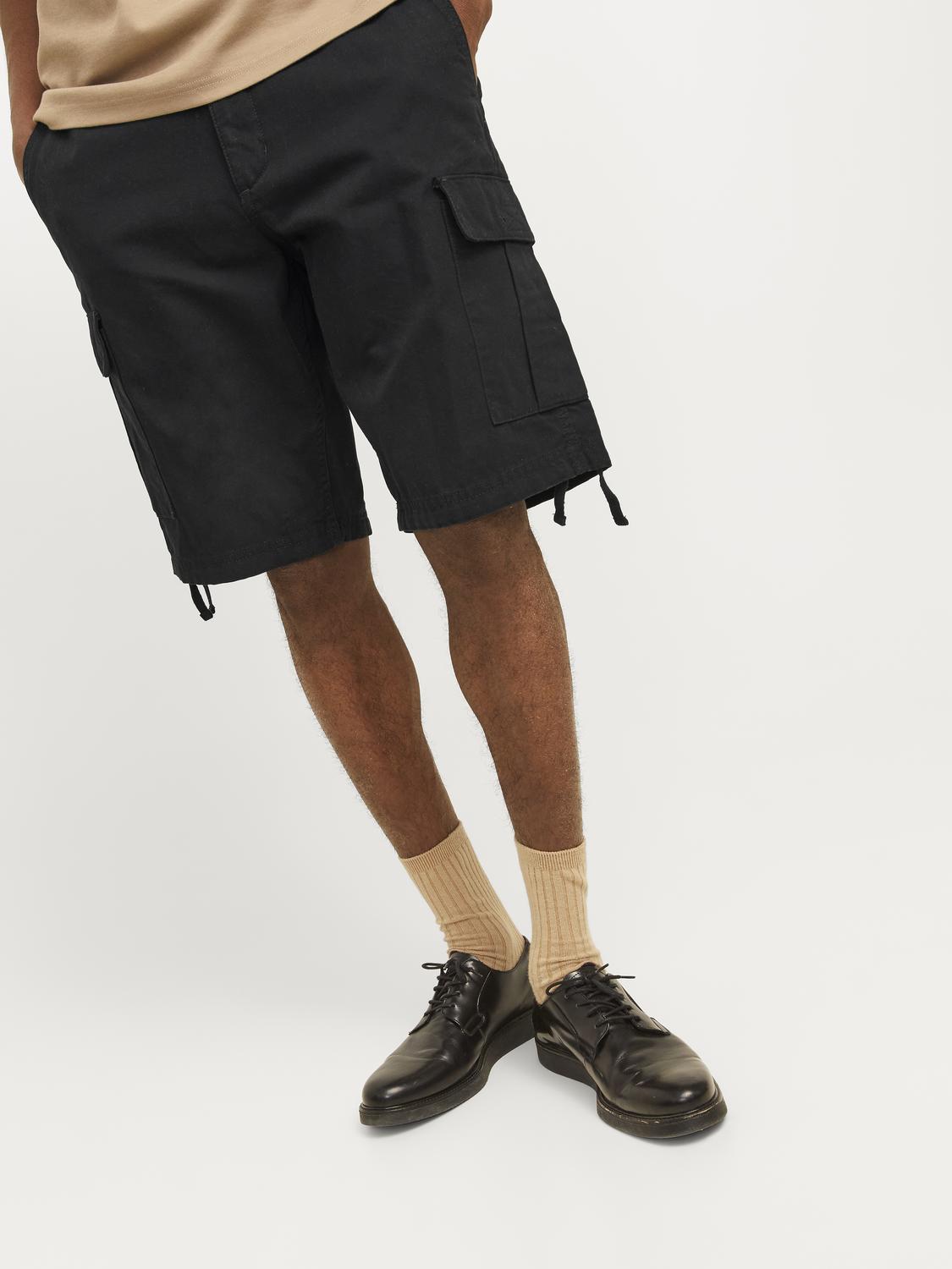 JACK & JONES Cole Barkley Cargo Shorts loose fit, heren cargo korte broek, zwart