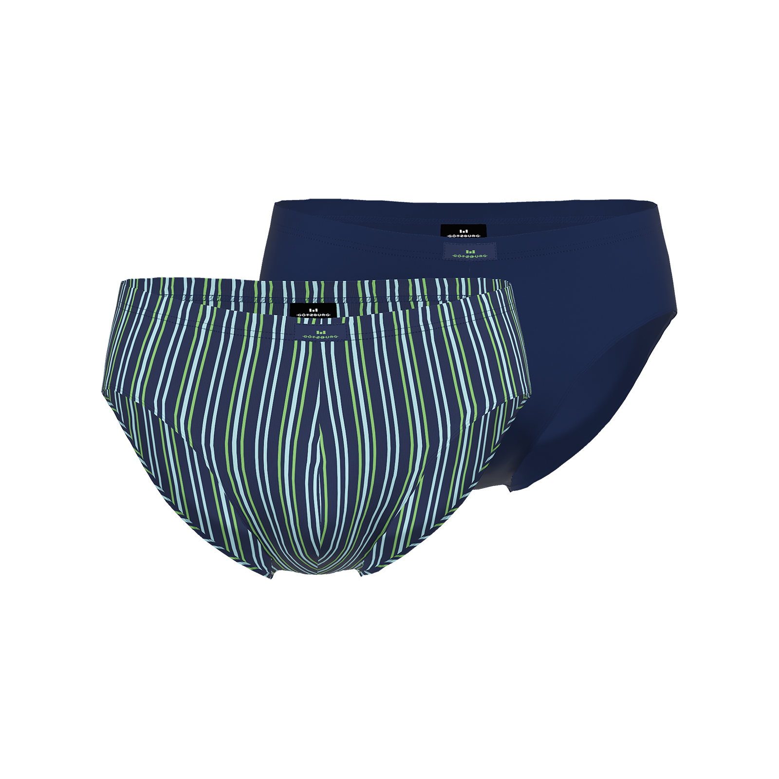 Gotzburg heren sport slip (2-pack), middenblauw gestreept