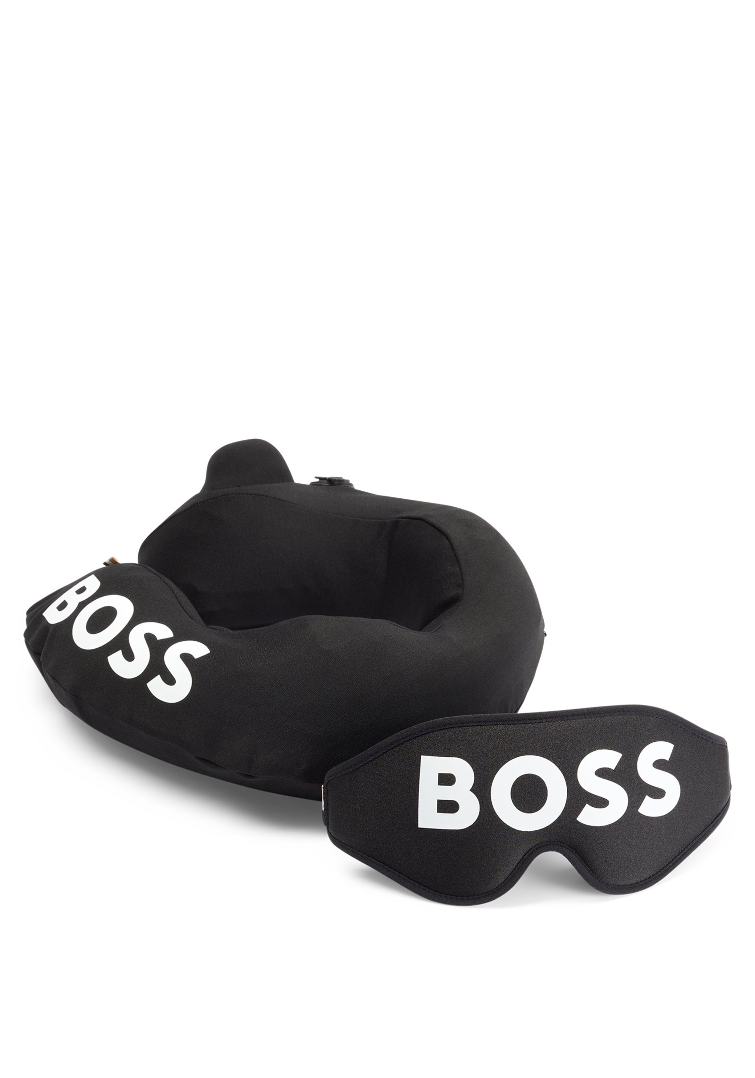 HUGO BOSS reis cadeauset, heren slaapmasker met neksteun in geschenkverpakking, zwart