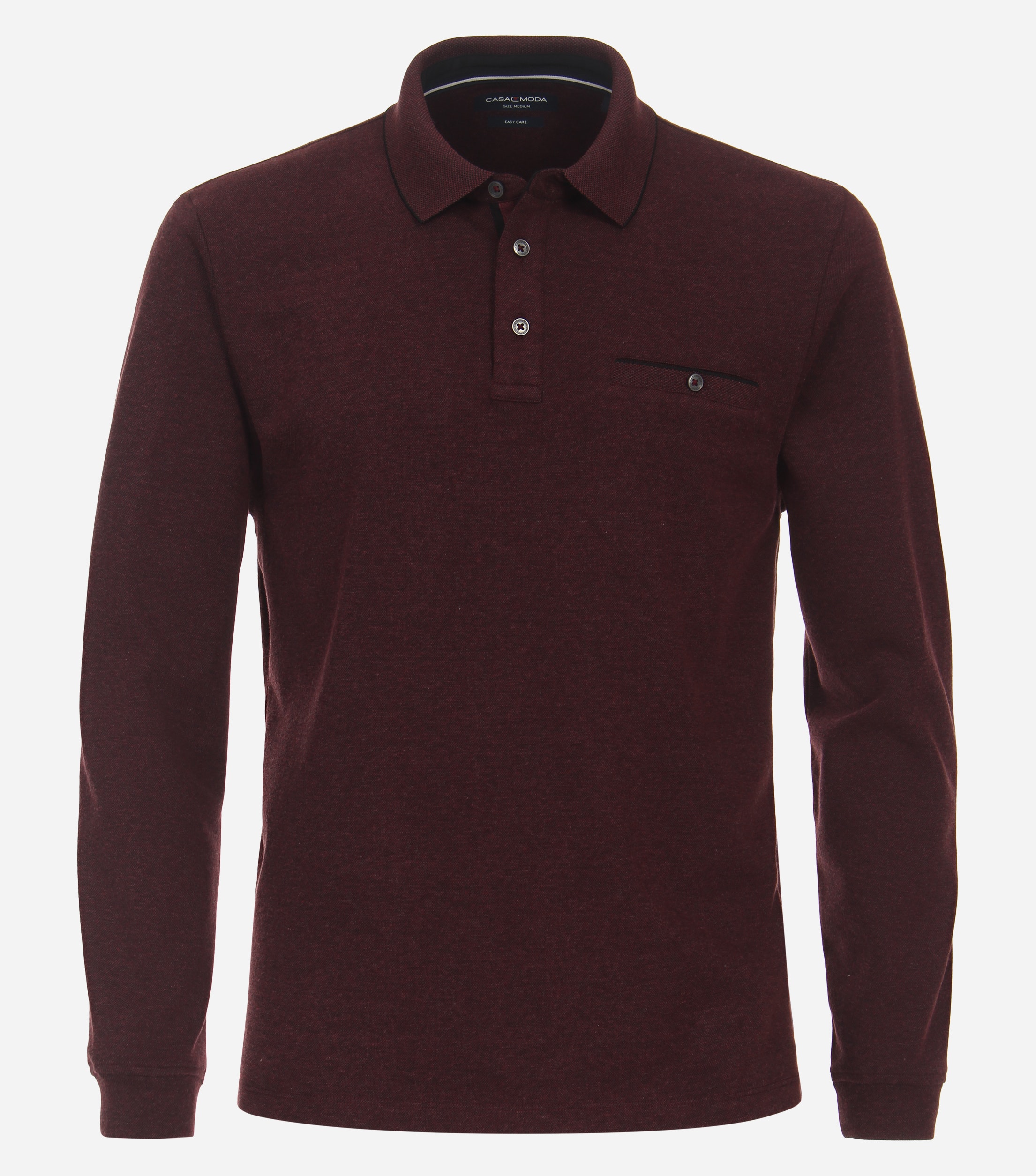 CASA MODA comfort fit polo lange mouw, rood gestreept