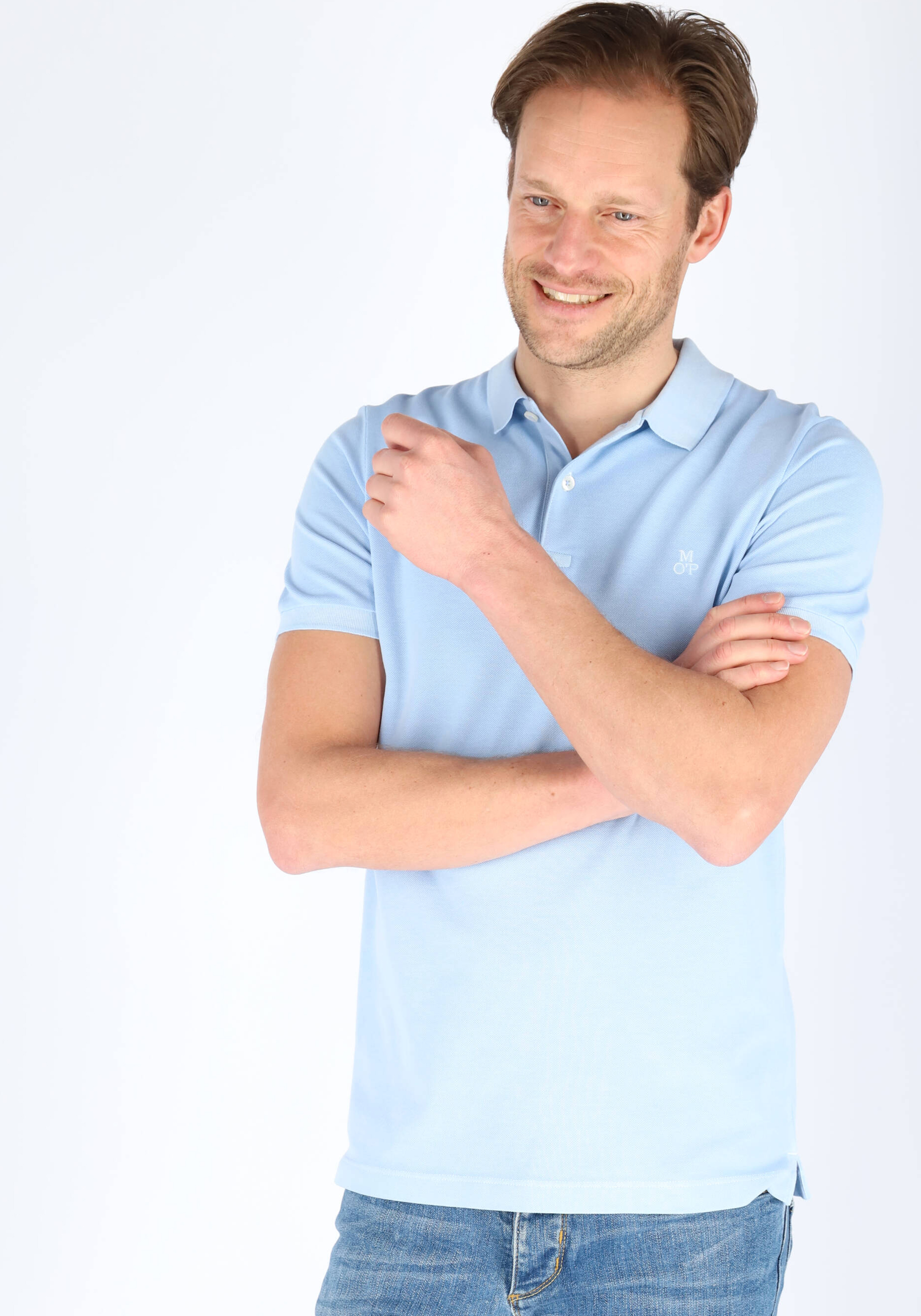 Marc O'Polo shaped fit polo, heren poloshirt, lichtblauw