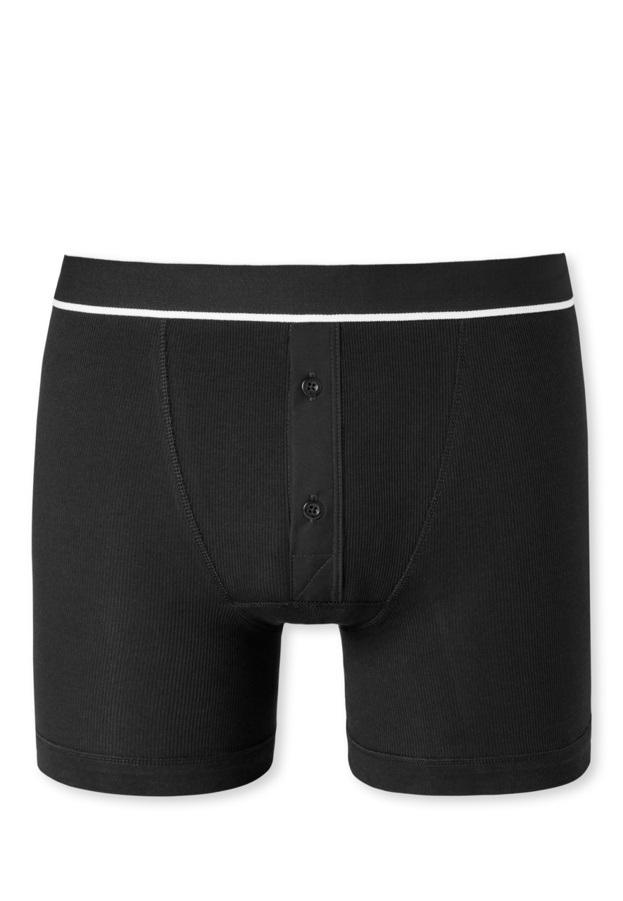 SCHIESSER Retro Rib boxer (1-pack), heren short dubbelrib biologisch katoen zwart