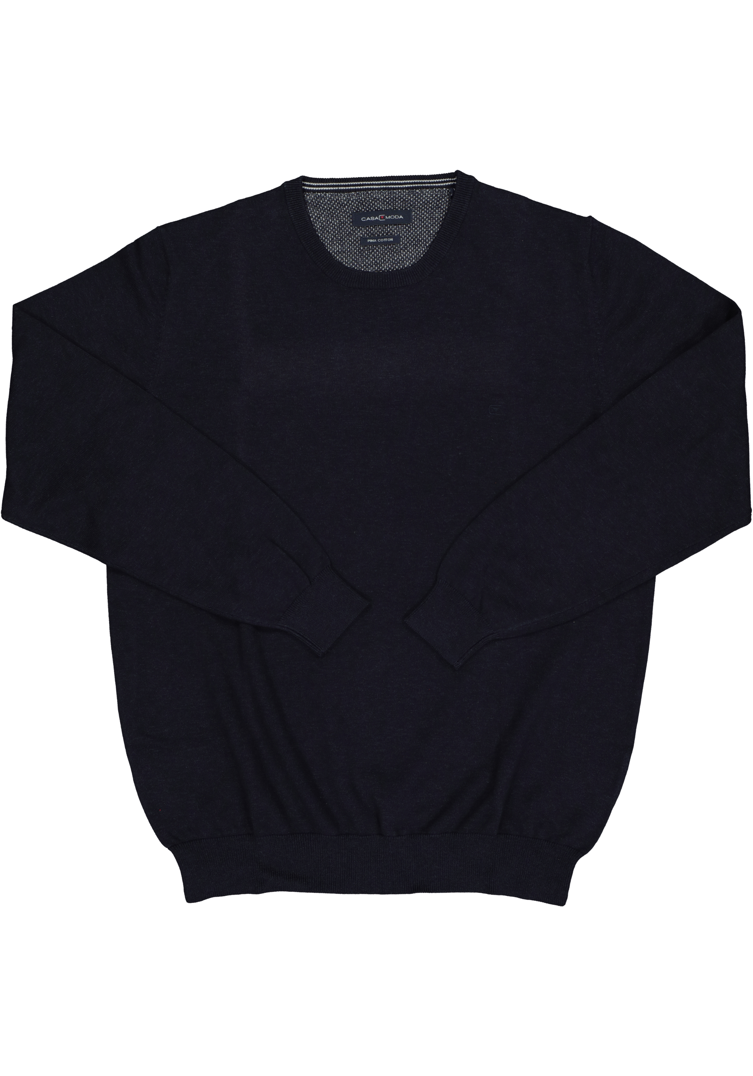 CASA MODA heren trui katoen, O-hals, donkerblauw
