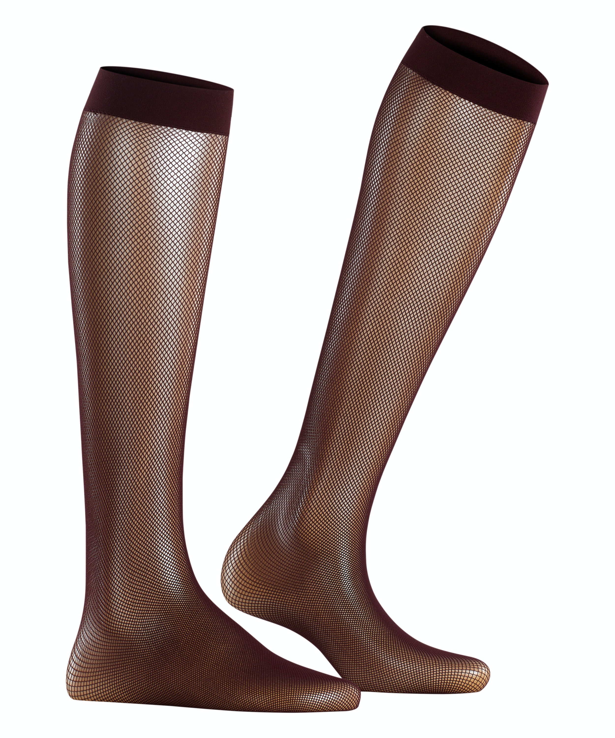 FALKE Net dames kniekousen, donkerrood (barolo)