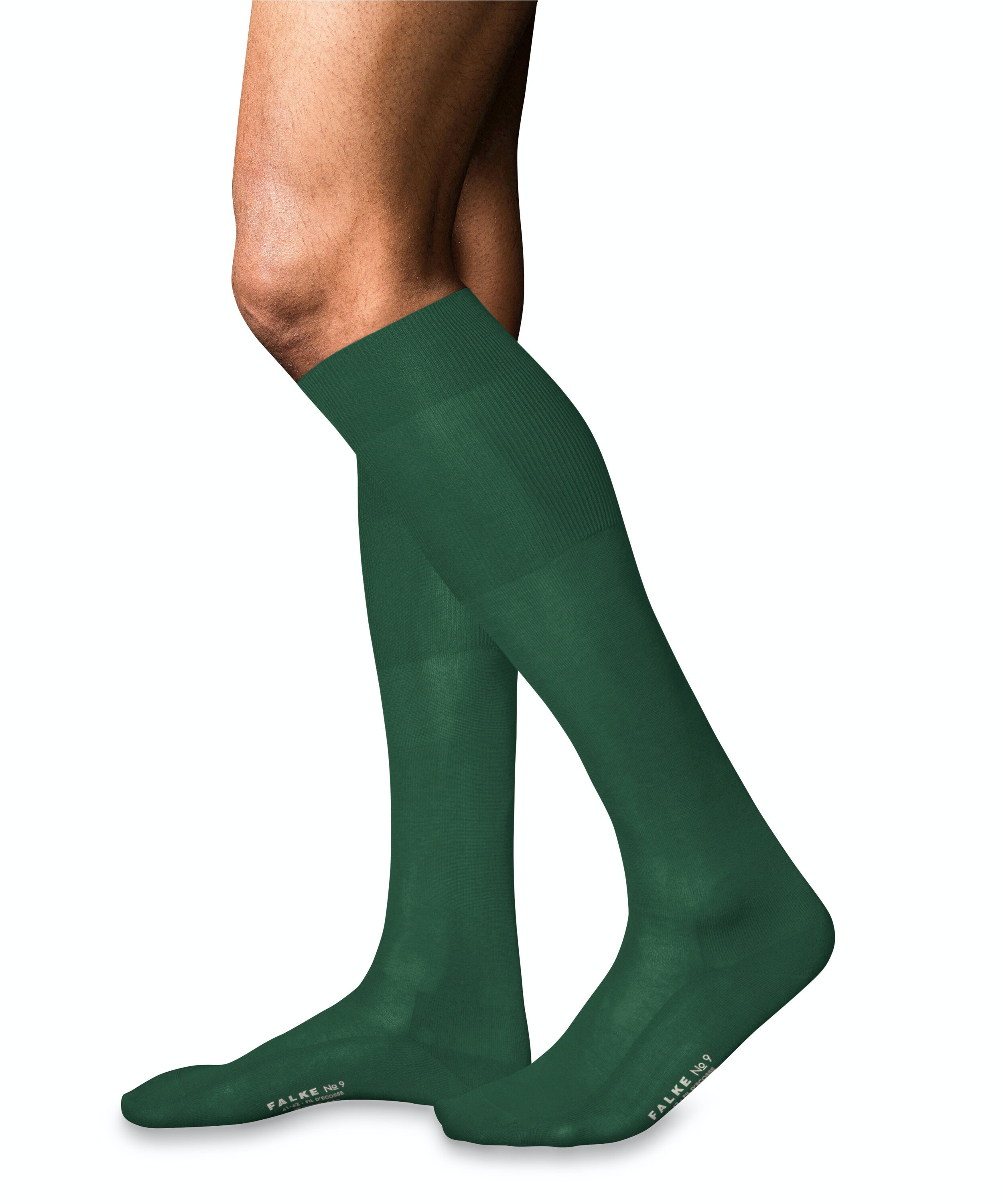 FALKE No. 9 Pure Fil d'Ecosse heren kniekousen, groen (hunter green)
