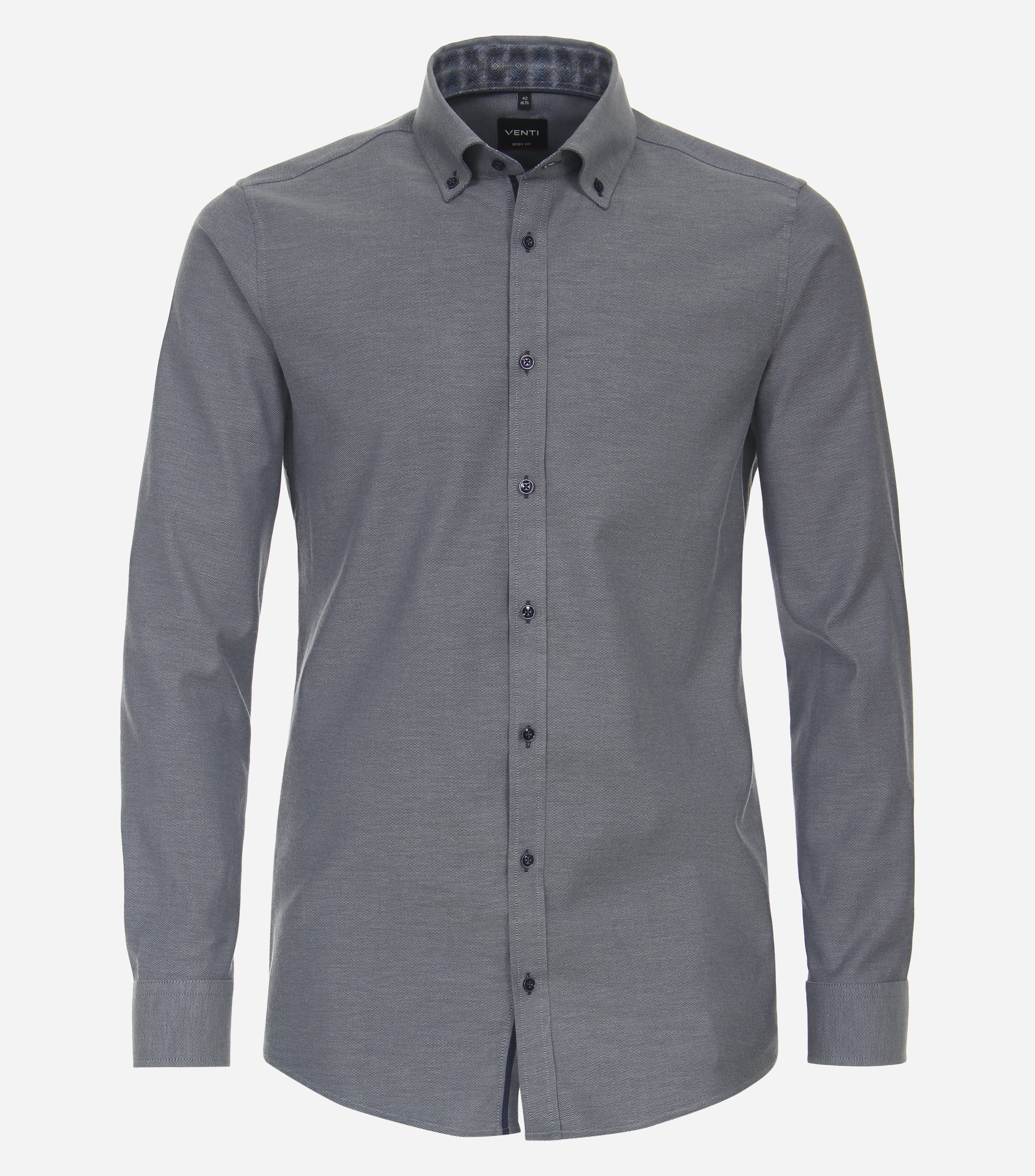 VENTI body fit overhemd, dobby, blauw
