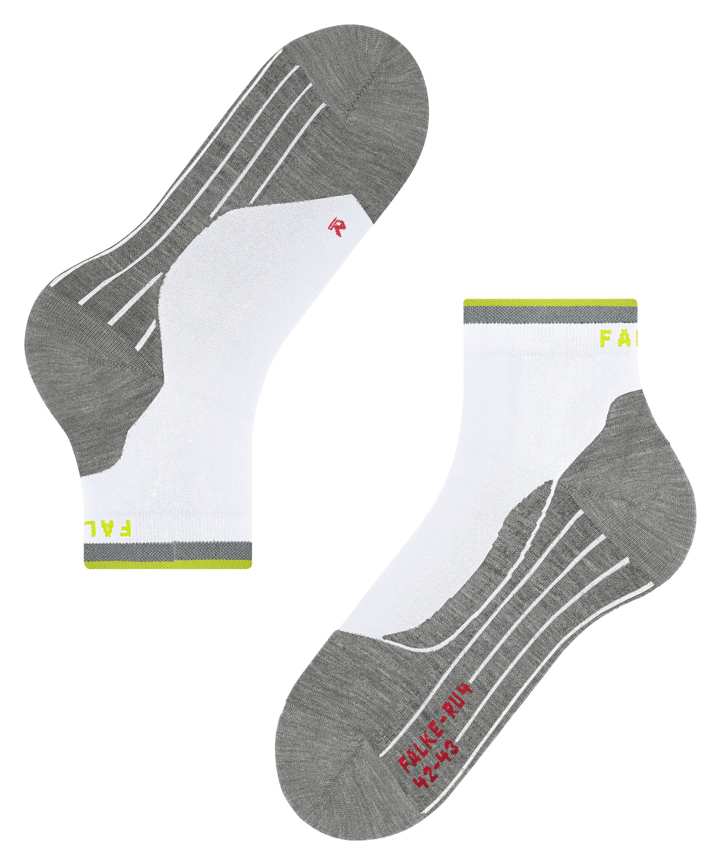 FALKE RU4 Endurance Short Reflect heren running sokken kort, wit (white)