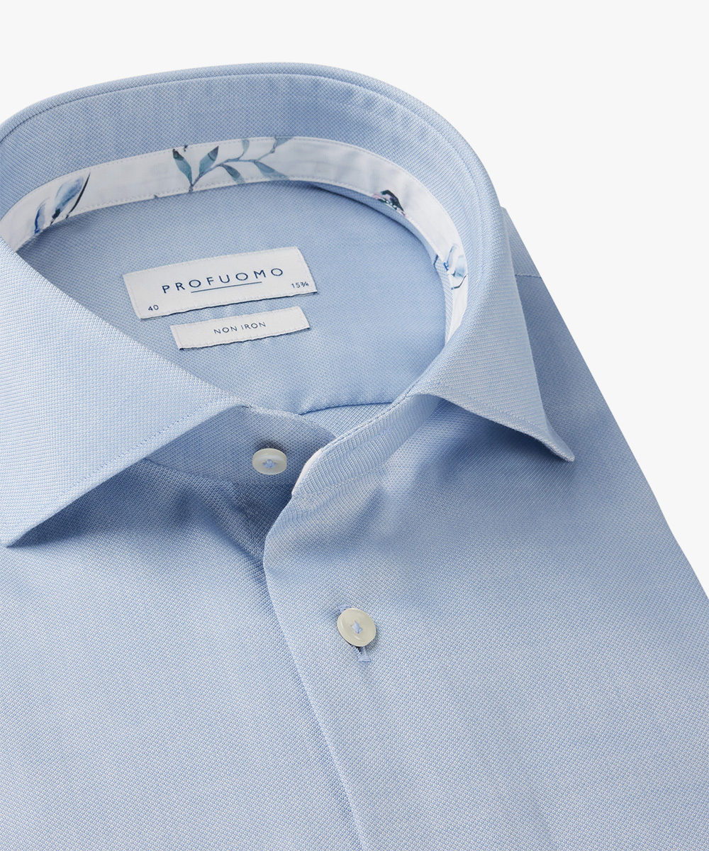 Profuomo slim fit heren overhemd, dobby, blauw