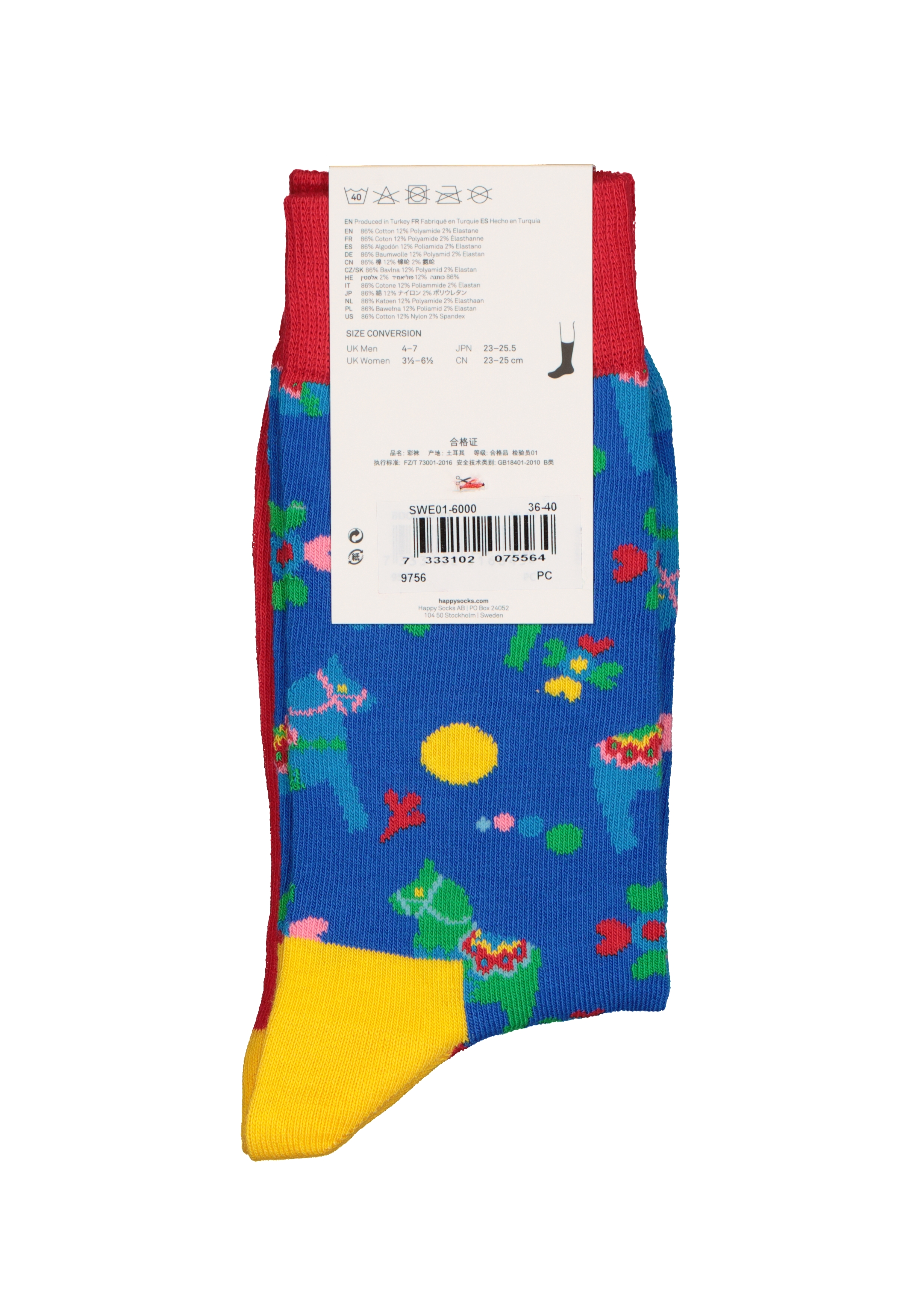 Happy Socks Dala Horse Sock, unisex sokken