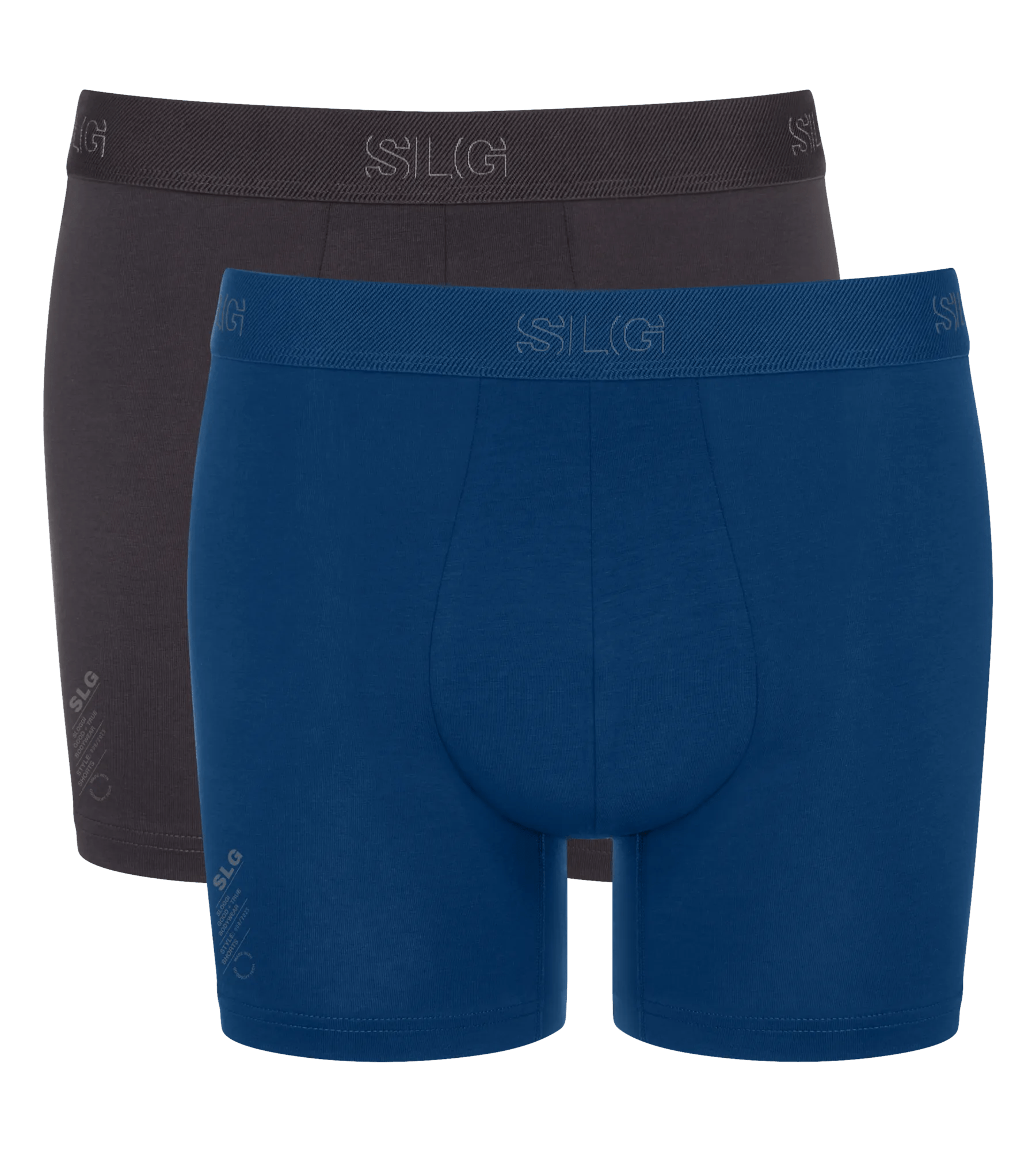 Sloggi Men SLG Base Short, heren boxershort korte pijp (2-pack), donkergrijs en kobaltblauw