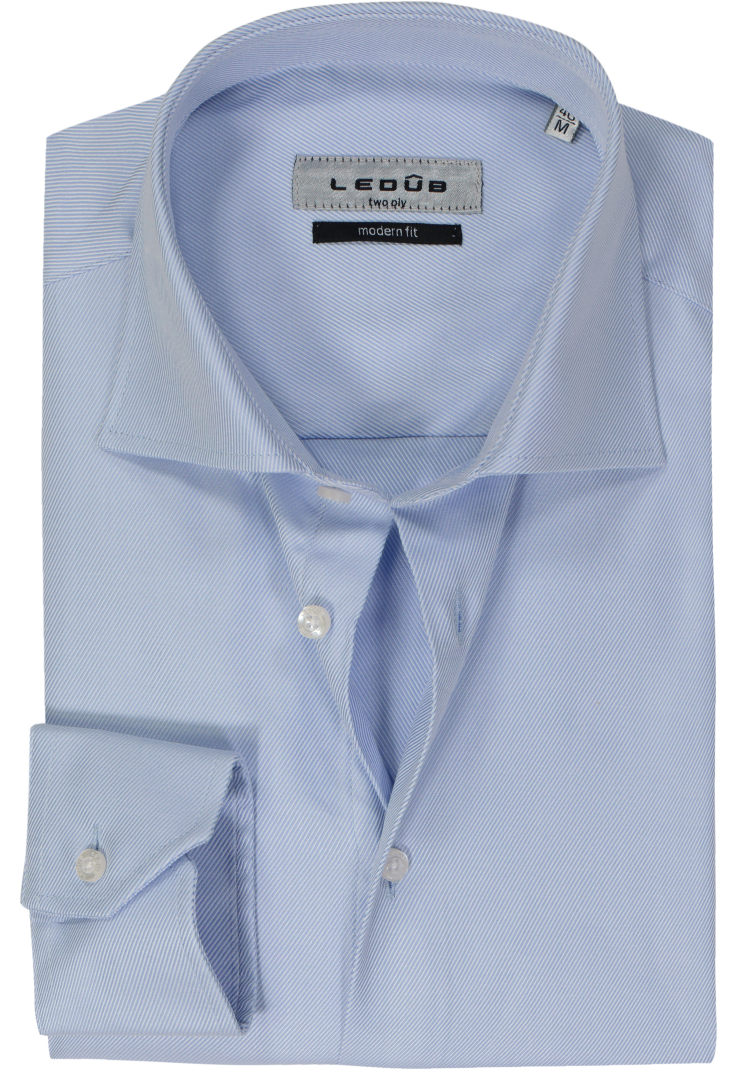 Ledub modern fit overhemd, lichtblauw twill 