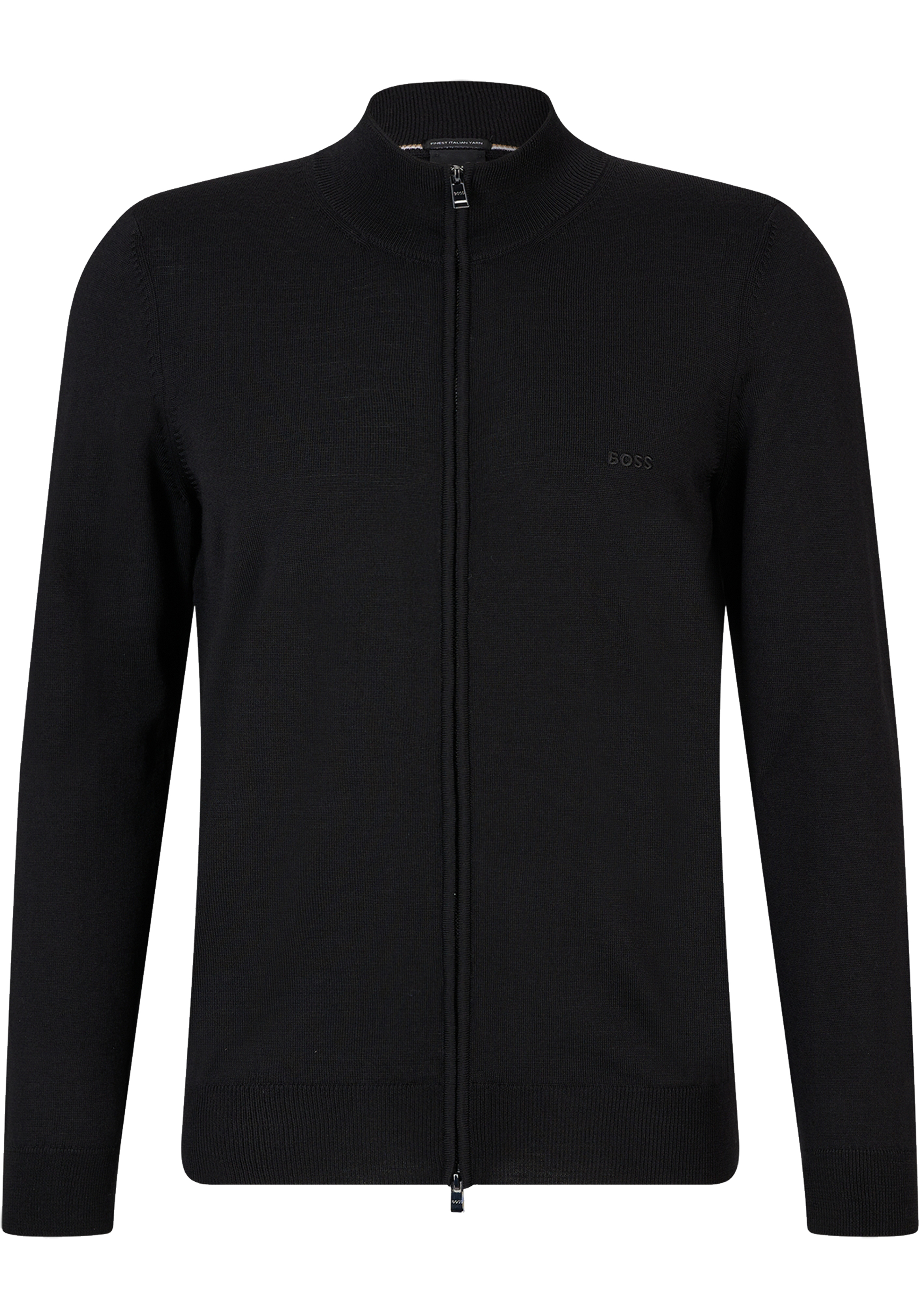 BOSS Balonso regular fit vest wol, heren vest middeldik, zwart
