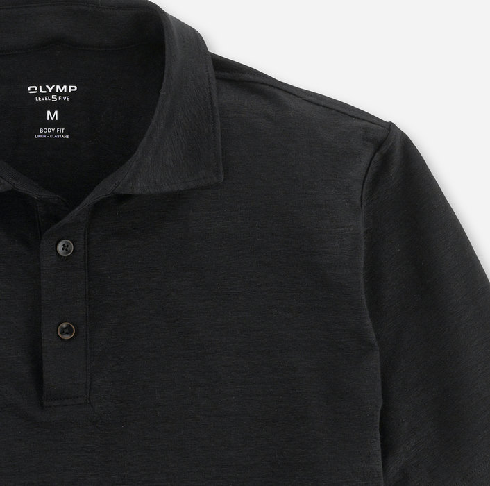 OLYMP Polo Level 5 Casual, slim fit polo, zwart