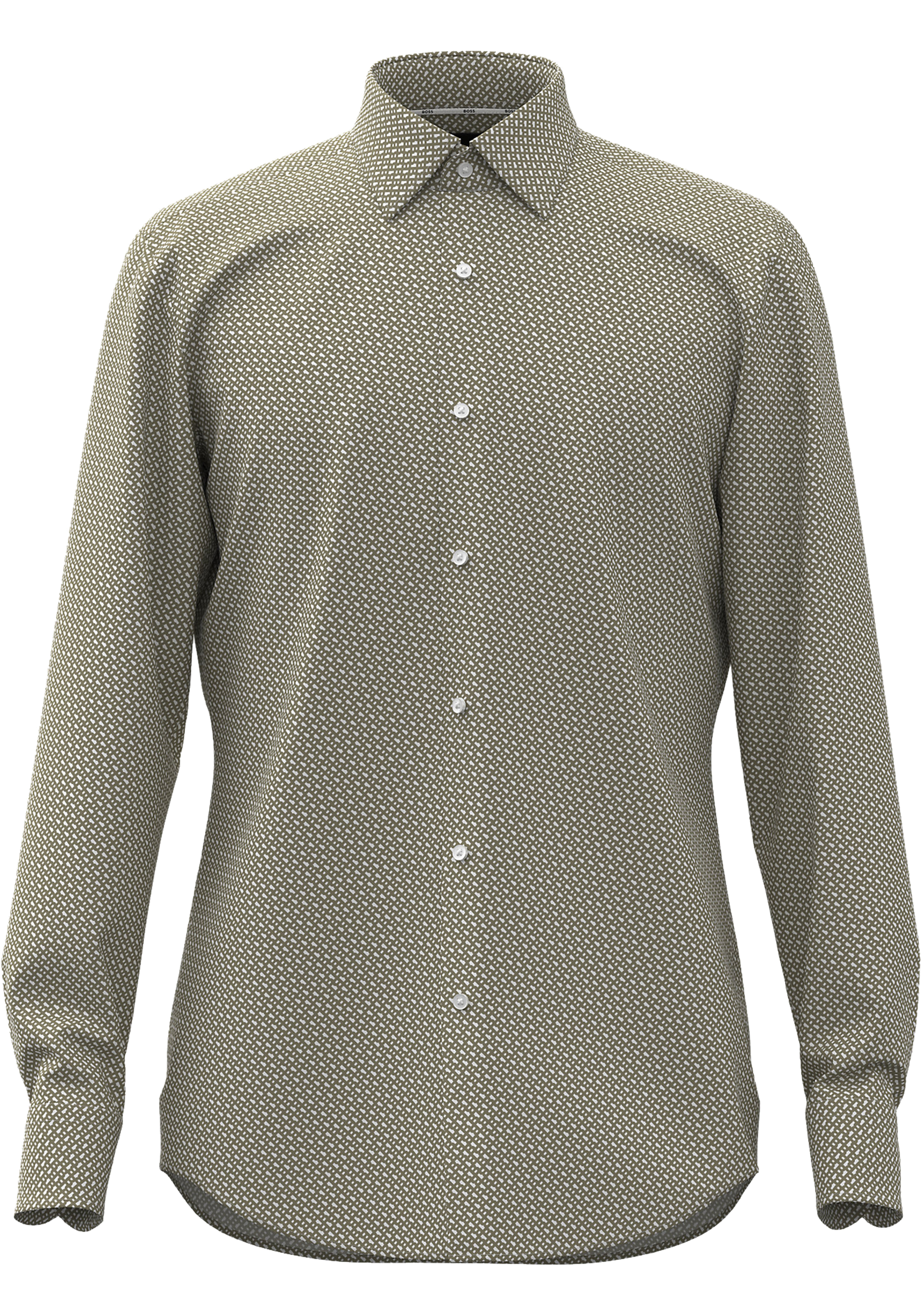 HUGO BOSS Hank slim fit overhemd, popeline, groen dessin