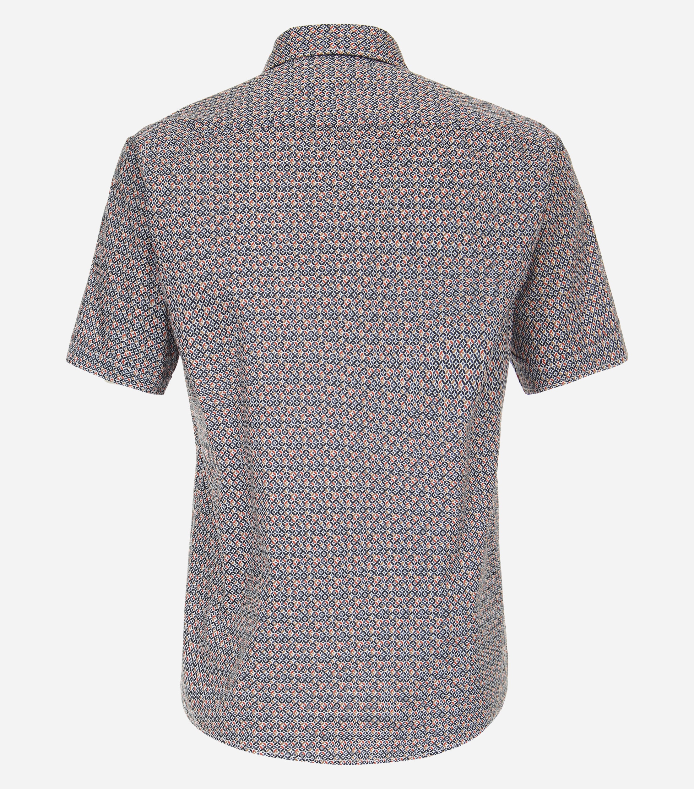 CASA MODA Sport casual fit overhemd, korte mouw, popeline, oranje dessin