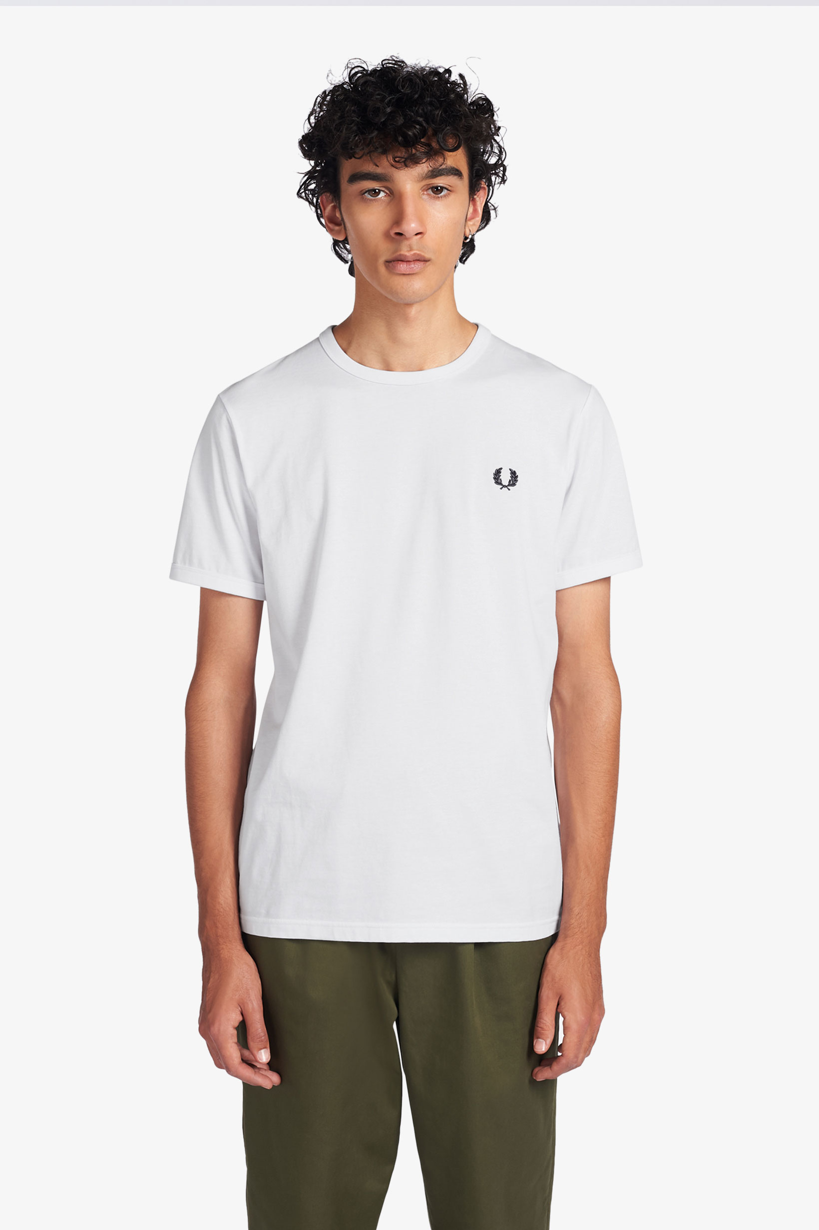 Fred Perry Ringer regular fit T-shirt M3519, korte mouw O-hals, wit