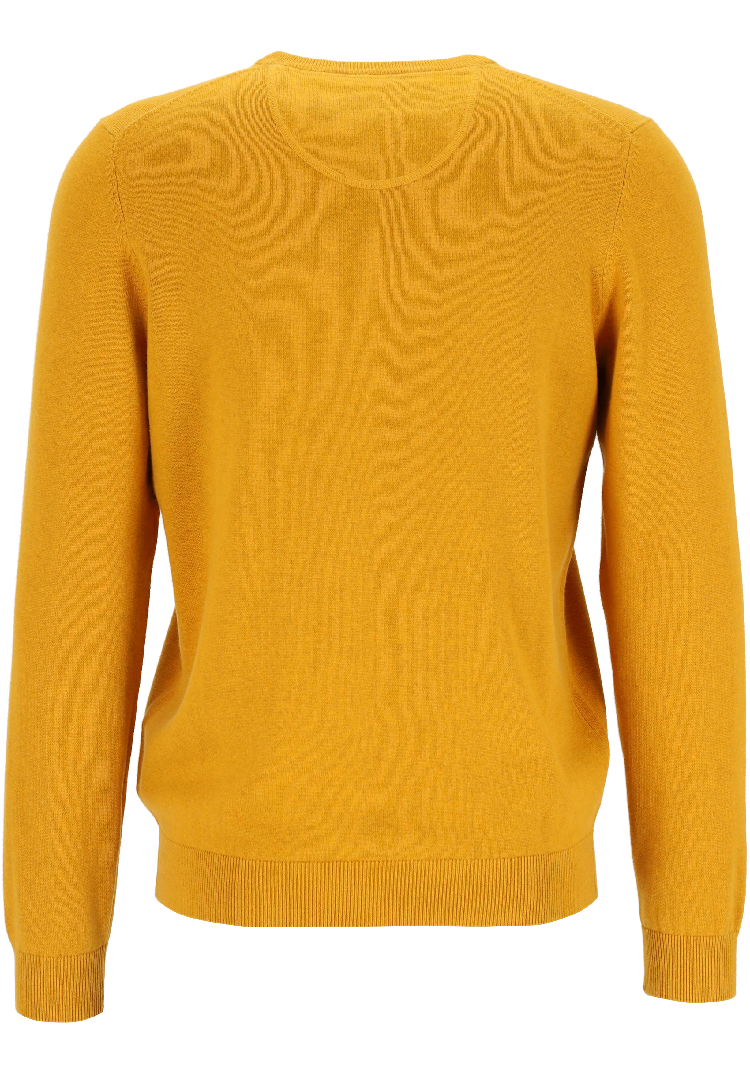 MARVELIS modern fit trui katoen, V-hals, okergeel