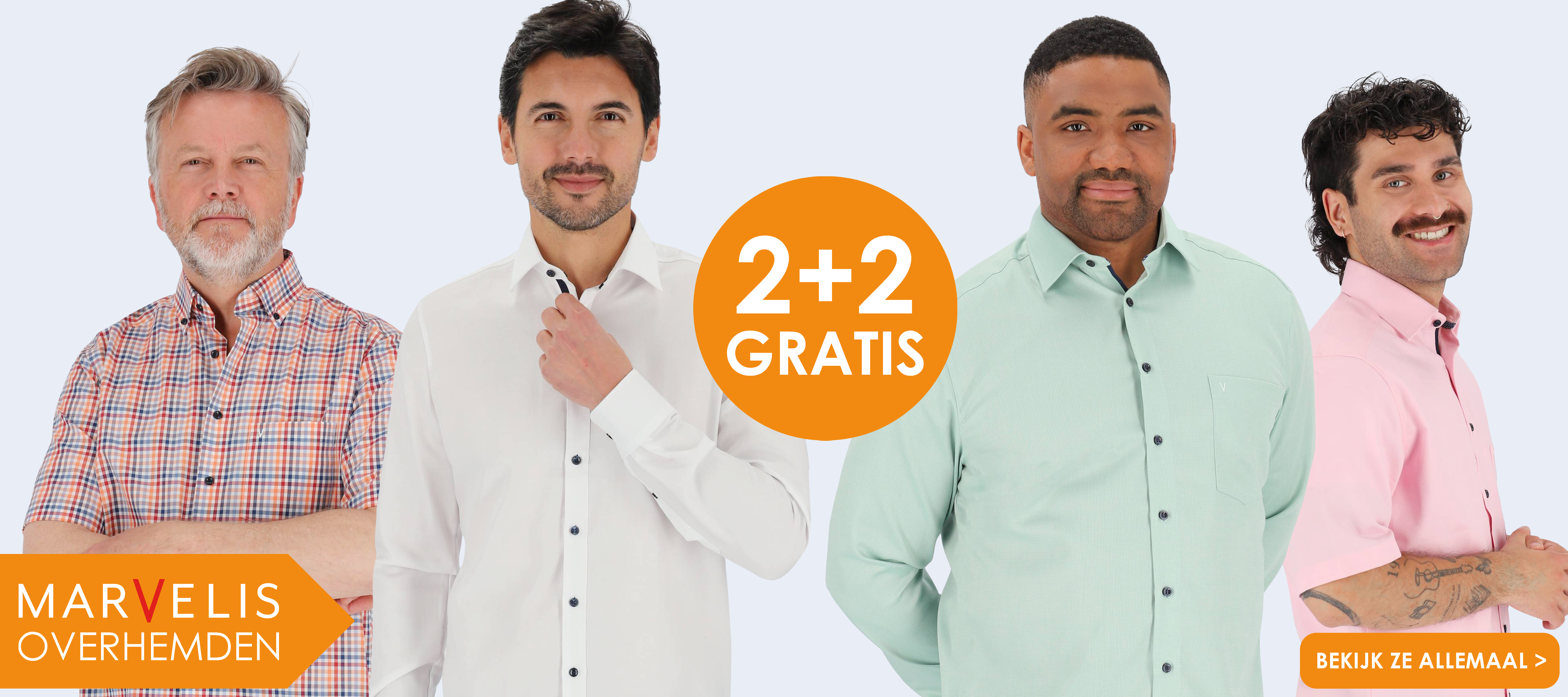 Marvelis overhemden, 2 plus 2 gratis bij HemdVoorHem, bekijk ze allemaal!