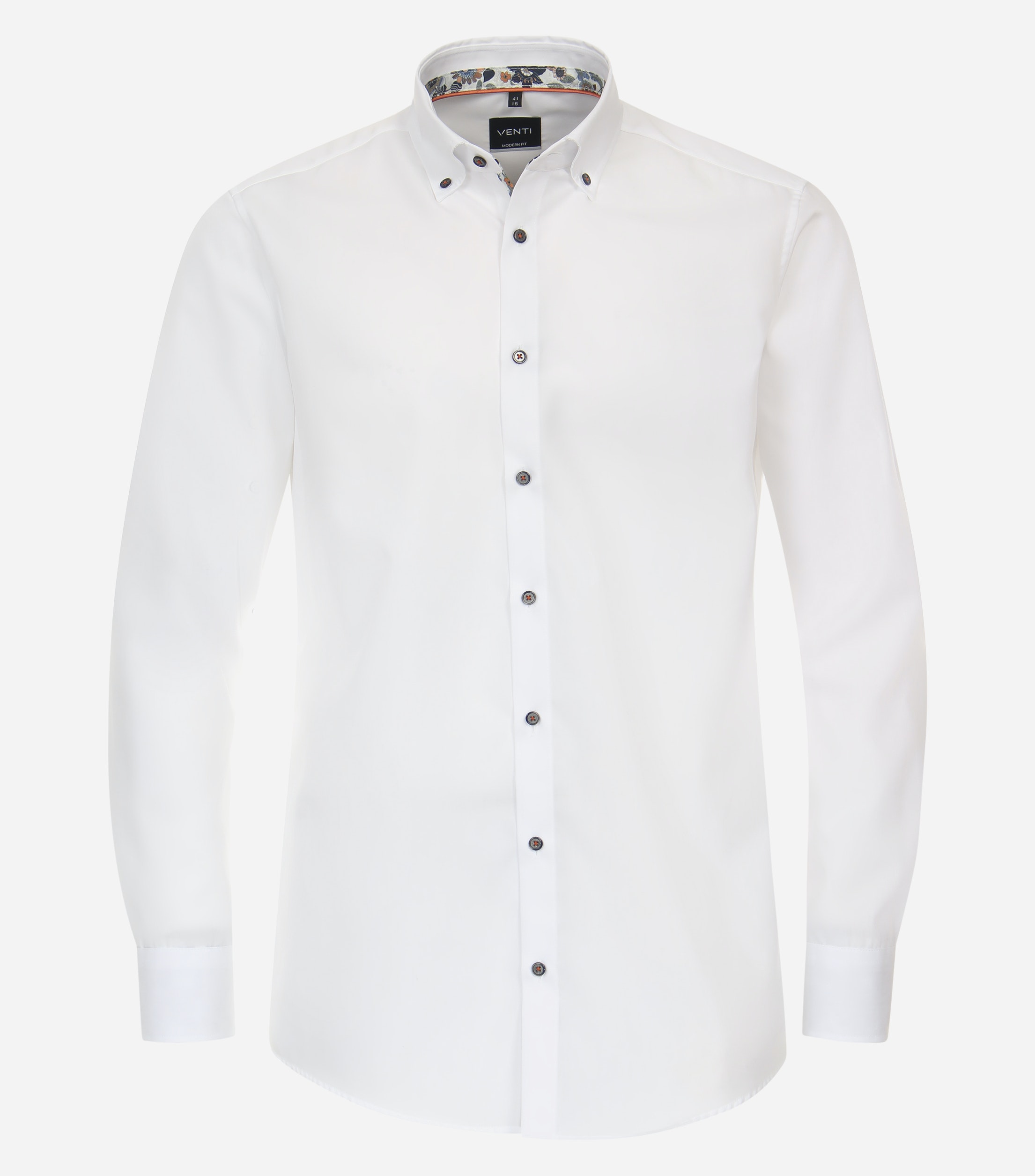 VENTI modern fit overhemd mouwlengte 7 popeline wit