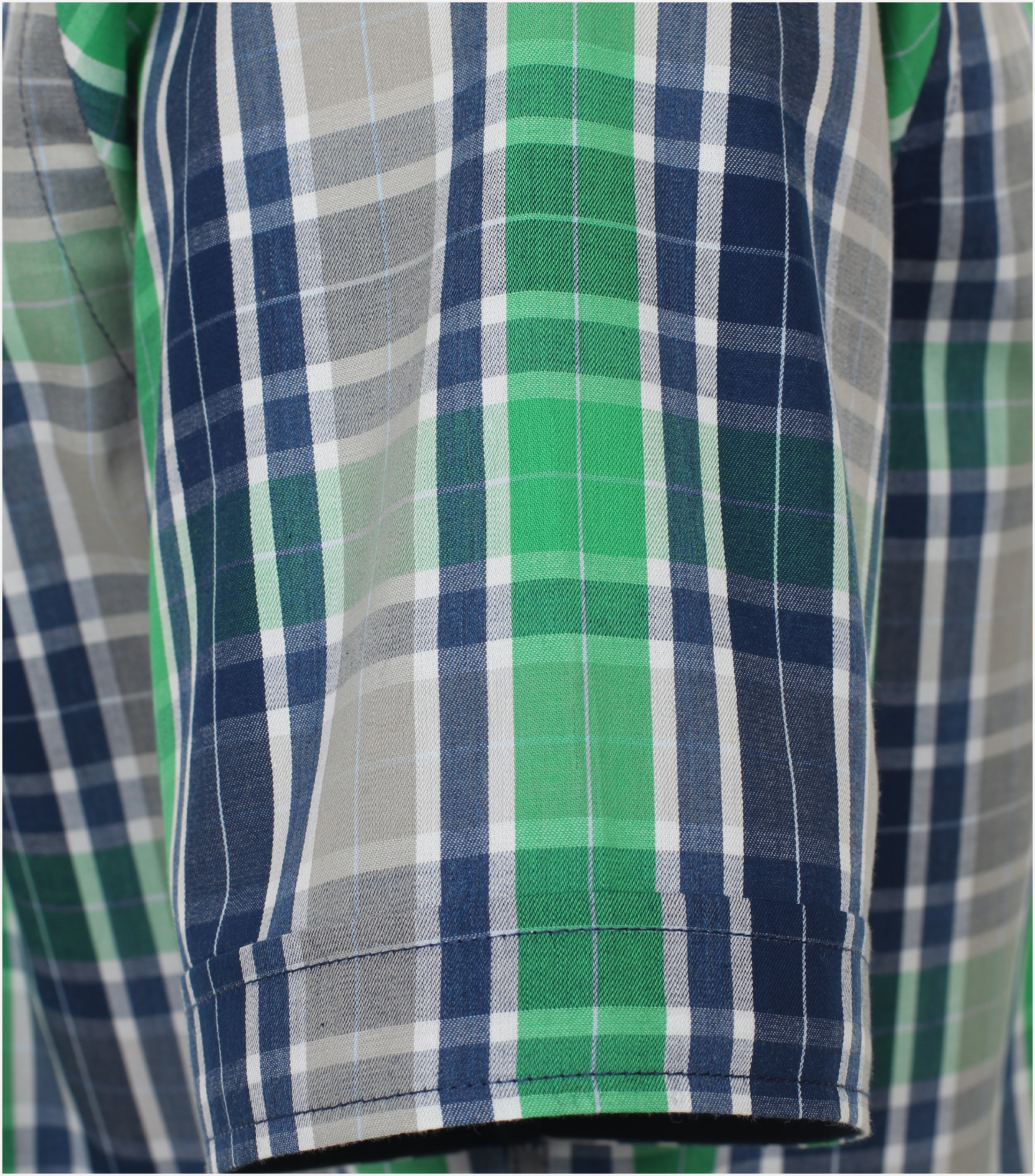 Redmond comfort fit overhemd, korte mouw, popeline, groen geruit