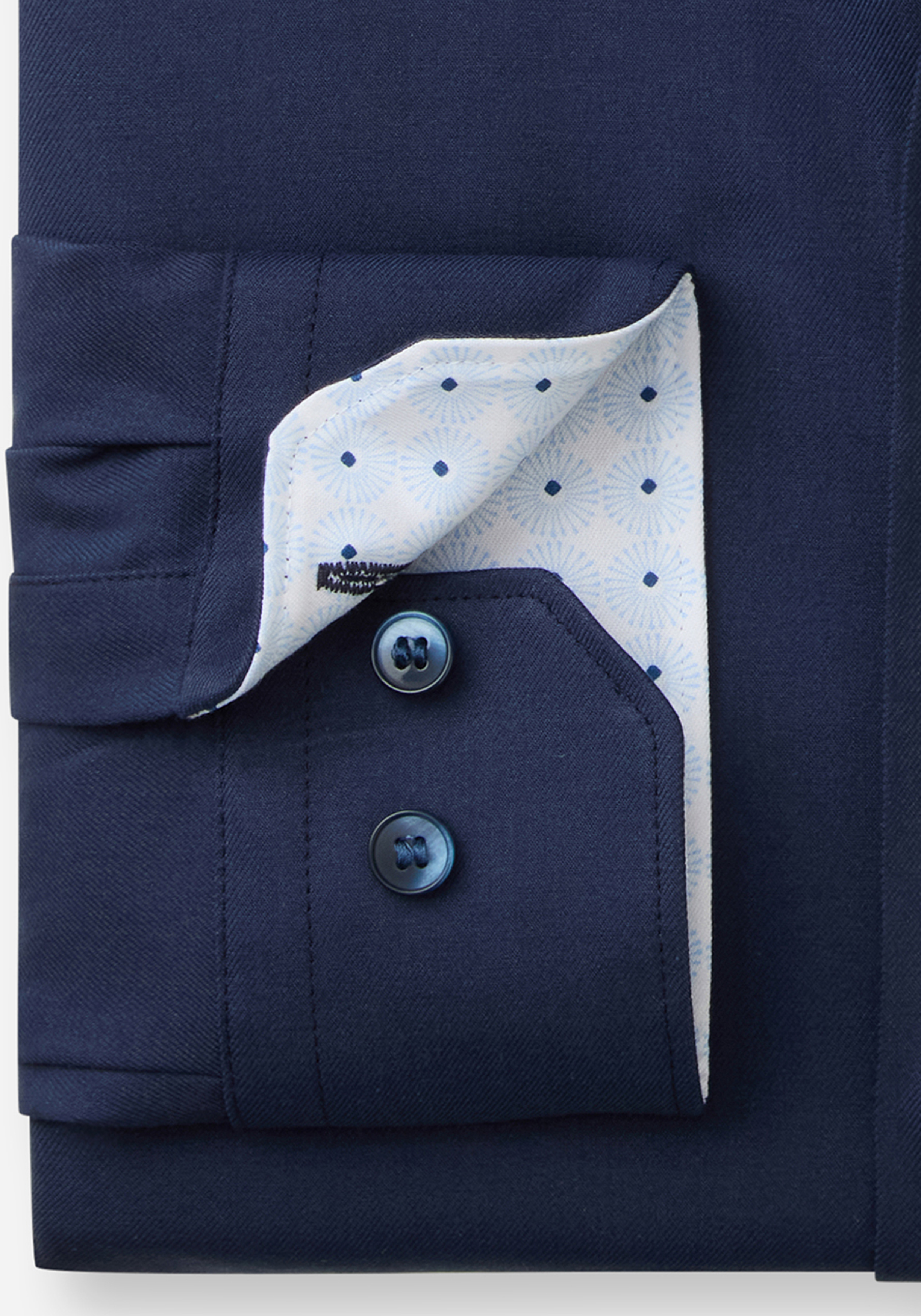 OLYMP 24/7 No. 6 Six super slim fit overhemd, twill, marine blauw