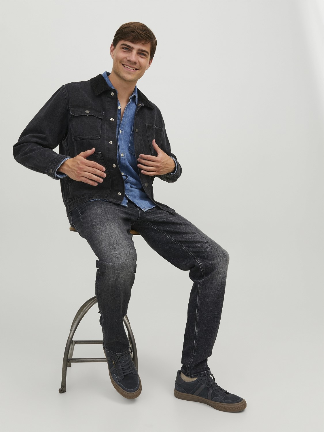 JACK & JONES Mike Original Jos regular fit, heren jeans, zwart denim
