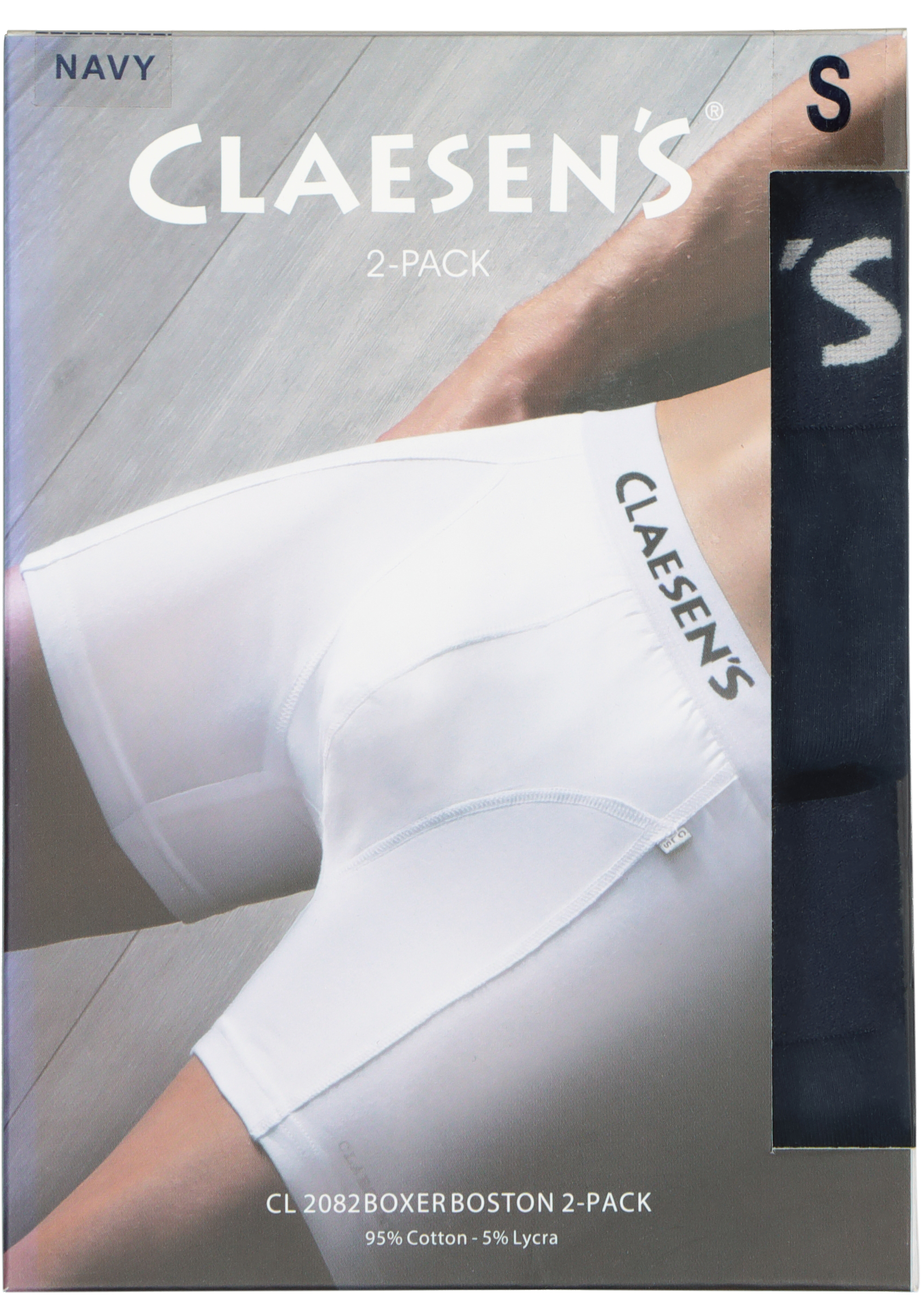 Claesen's Basics boxers (2-pack), heren boxers lang, blauw