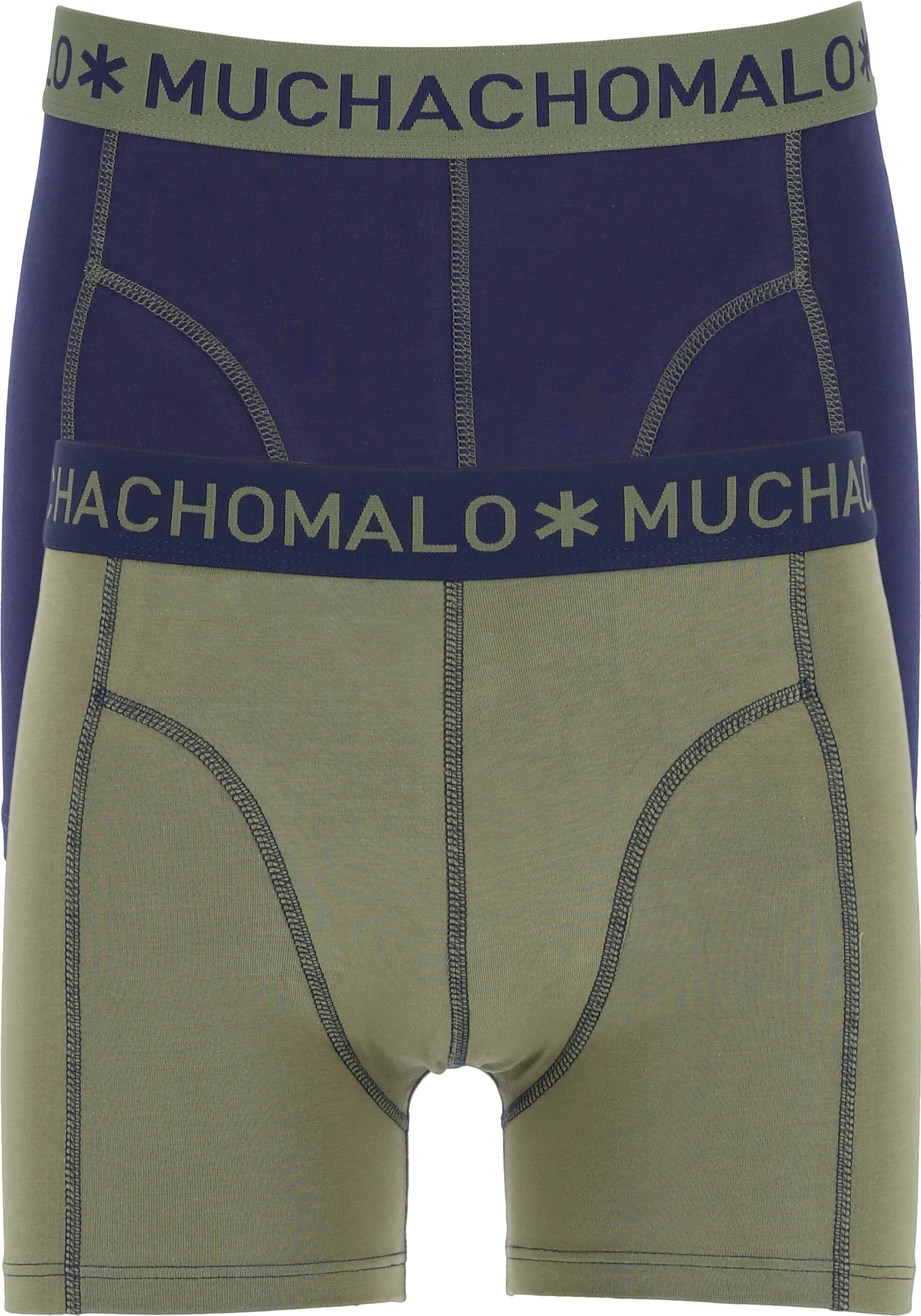 Muchachomalo boxershorts (2-pack), heren boxers normale lengte, blauw en olijfgroen