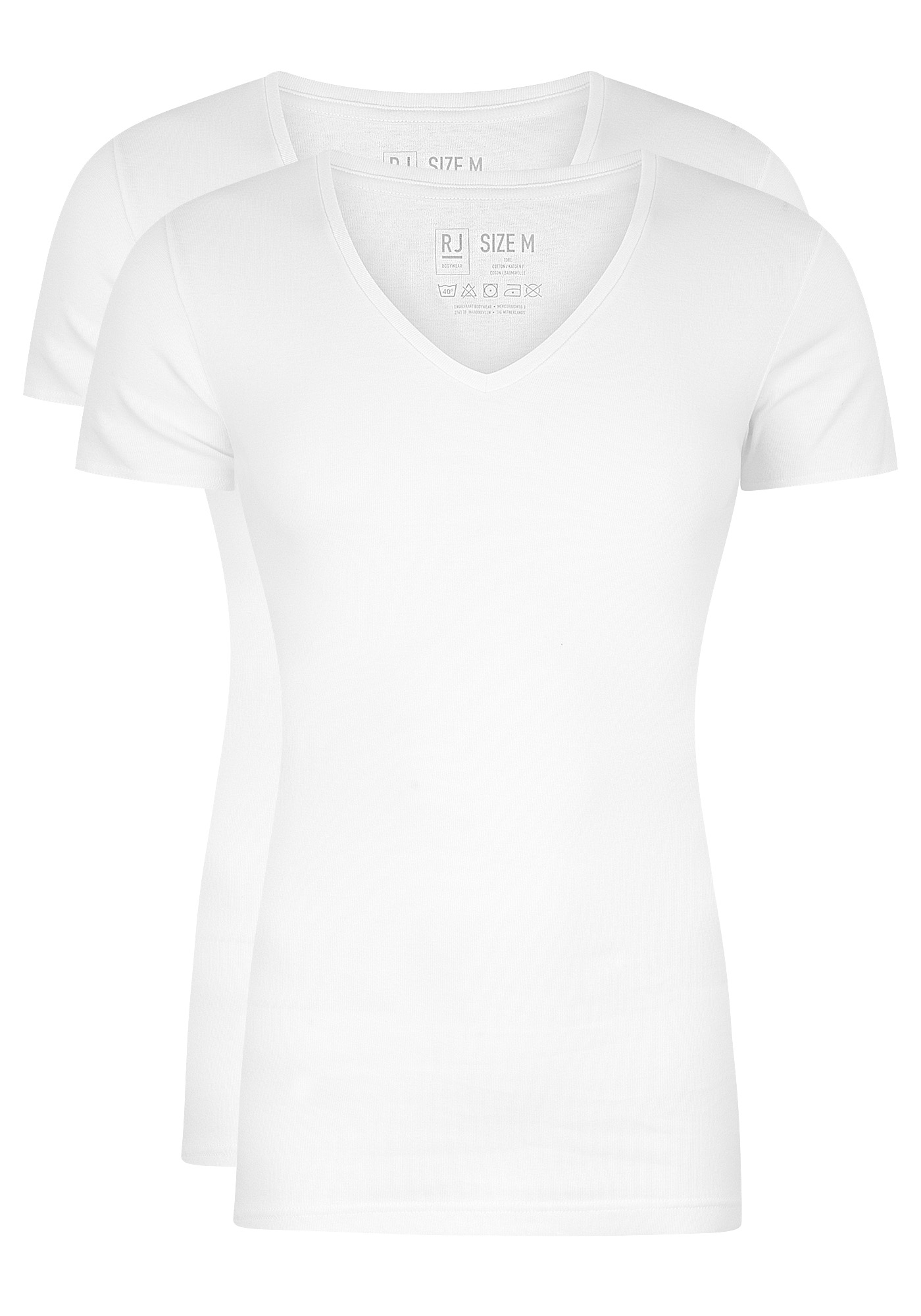 RJ Bodywear Everyday Alkmaar T-shirts (2-pack), heren rib T-shirts diepe V-hals, wit