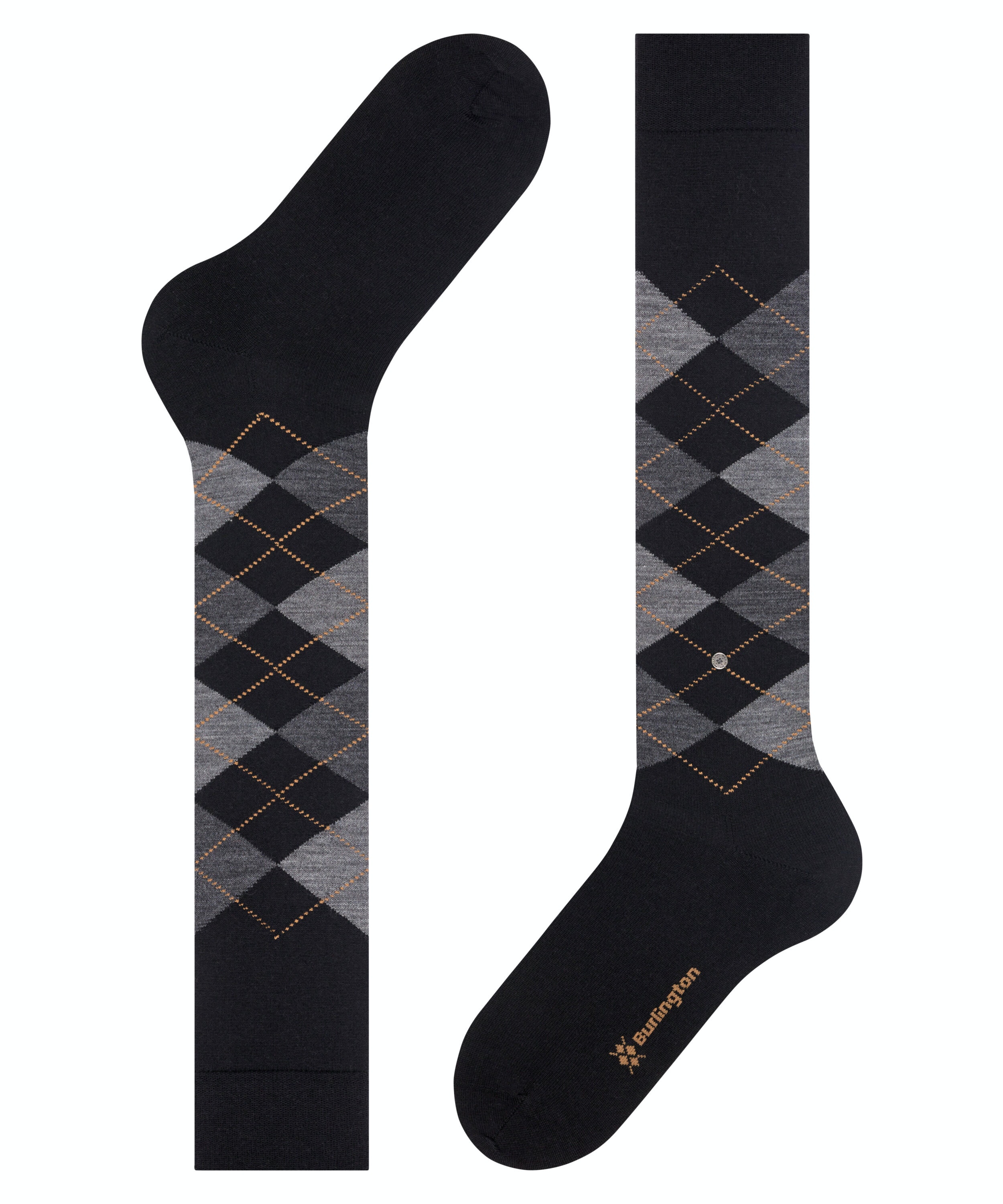 Burlington Edinburgh heren kniekousen, zwart (black)