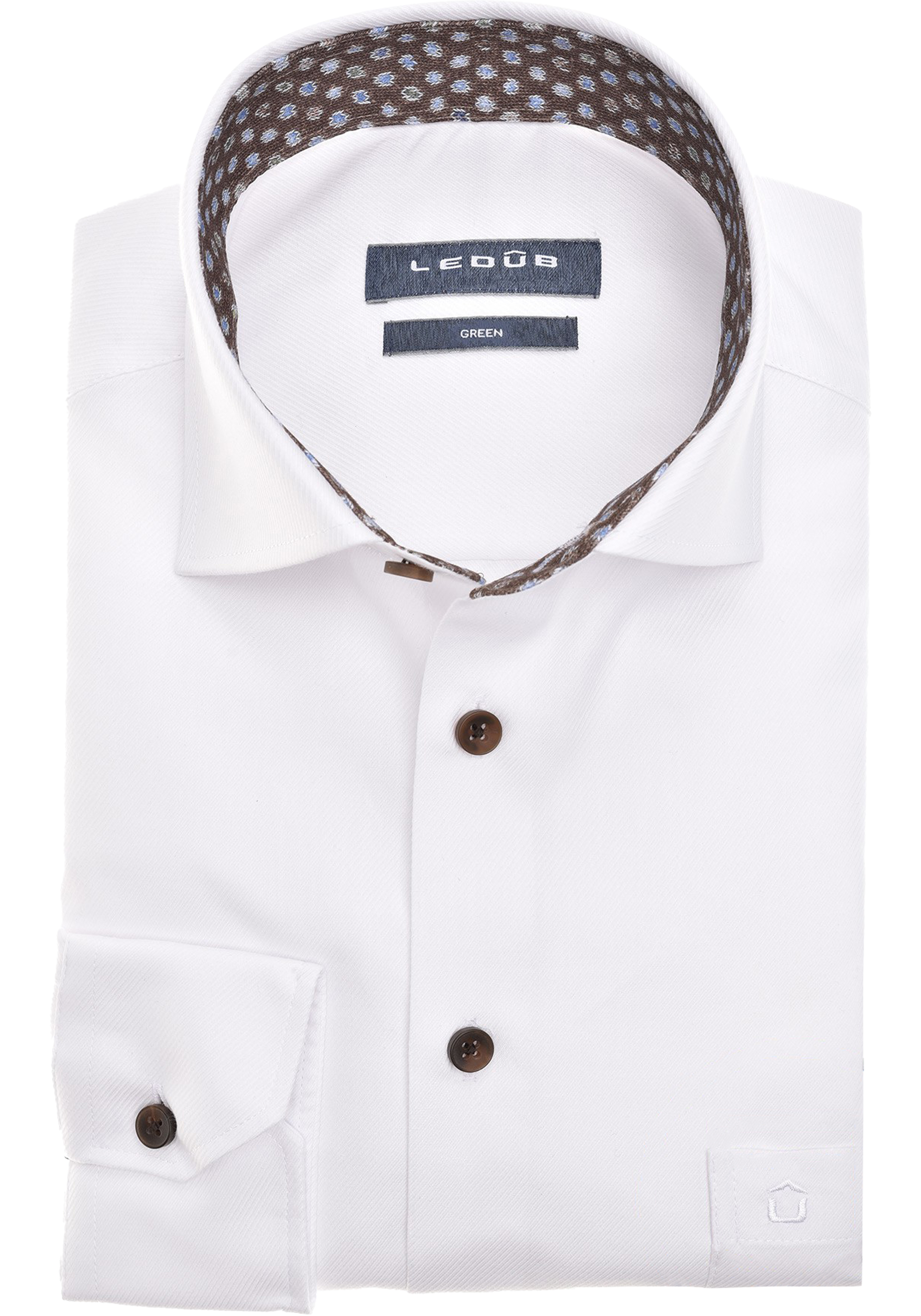 Ledub modern fit overhemd, popeline, wit