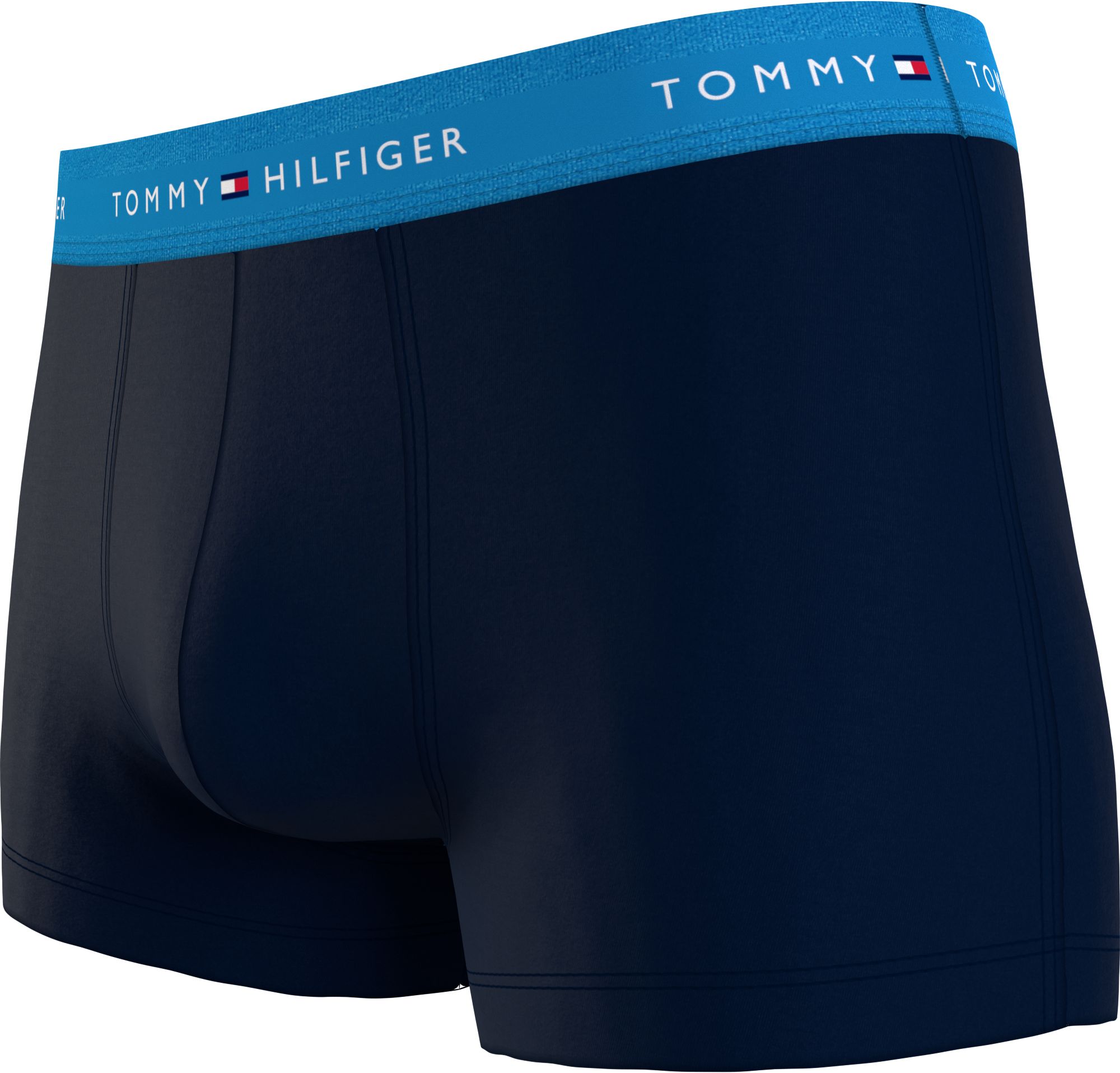 Tommy Hilfiger heren boxers normale lengte (3-pack), trunk, blauw met gekleurde tailleband