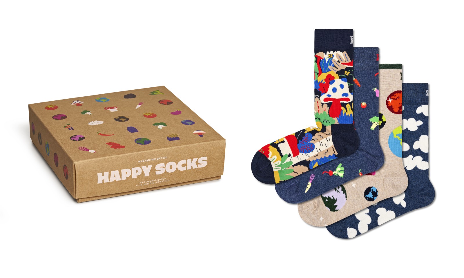 Happy Socks Wild And Free Socks Gift Set (4-pack), unisex sokken in cadeauverpakking