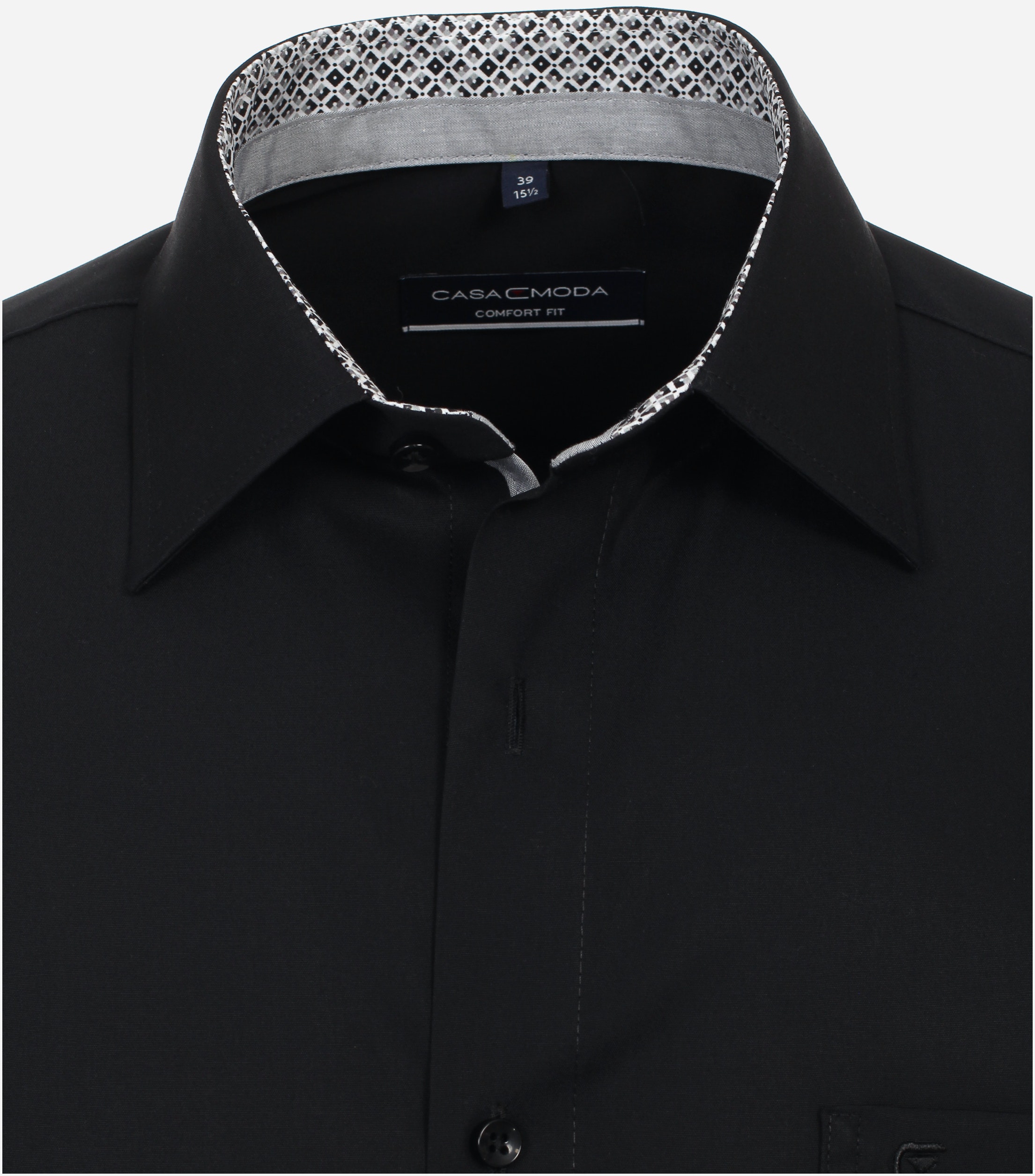 CASA MODA comfort fit overhemd, popeline, zwart
