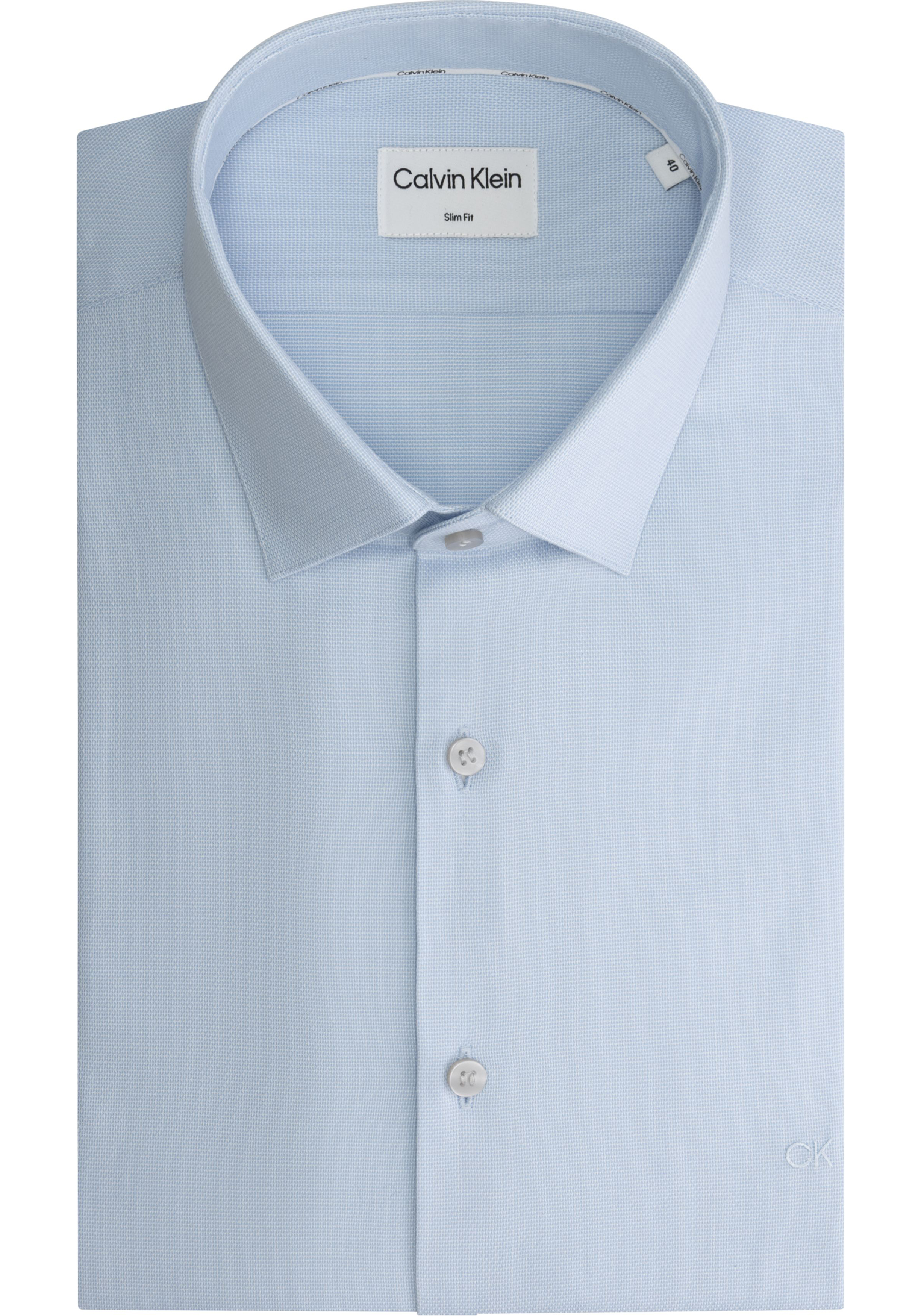 Calvin Klein slim fit overhemd, Tonal Structure Slim Shirt, lichtblauw