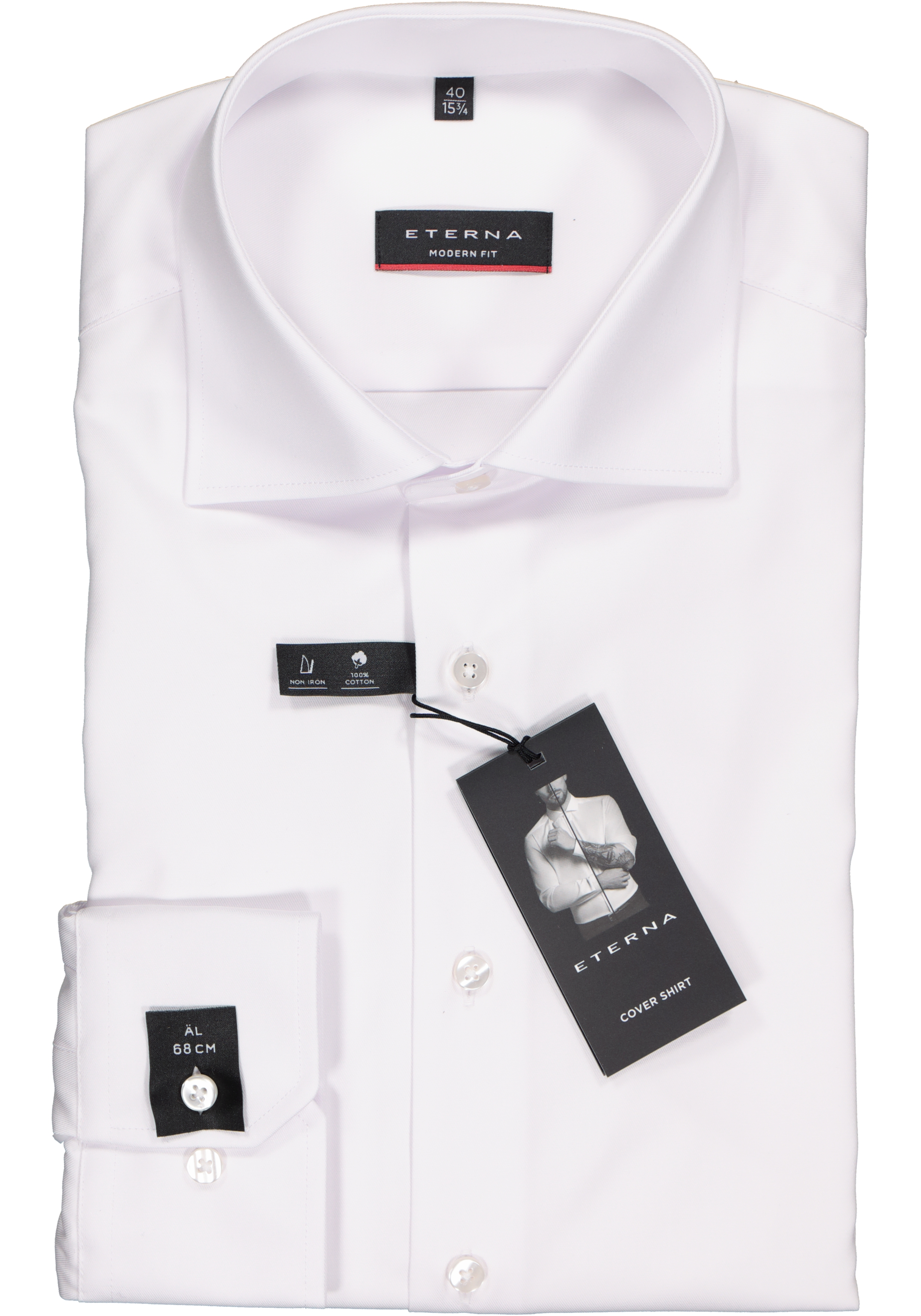 ETERNA modern fit overhemd, mouwlengte 7, niet doorschijnend twill heren overhemd, wit