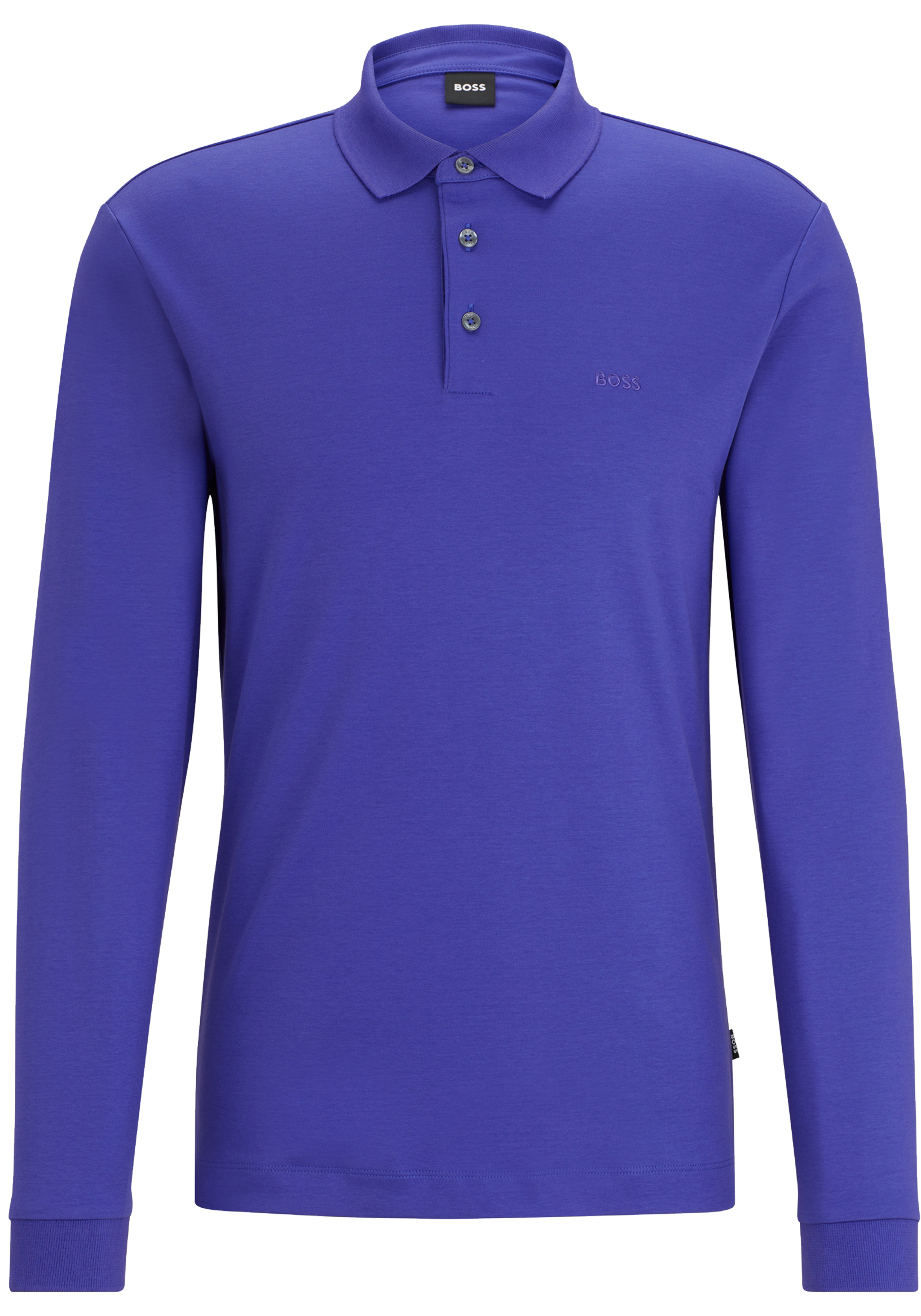 BOSS Pado regular fit polo lange mouw, jersey, donkerpaars