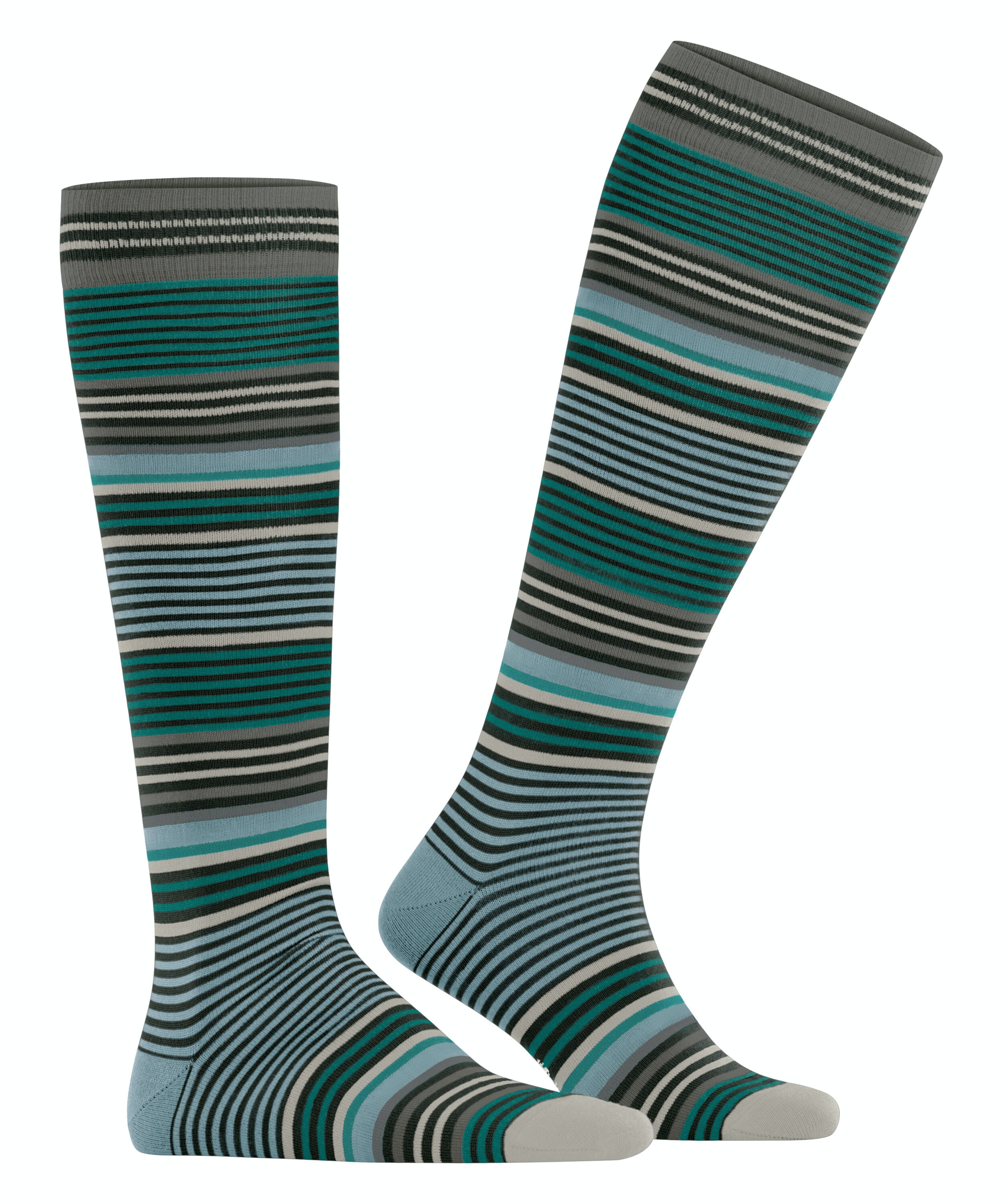 Burlington Stripe heren kniekousen, zwart (black)