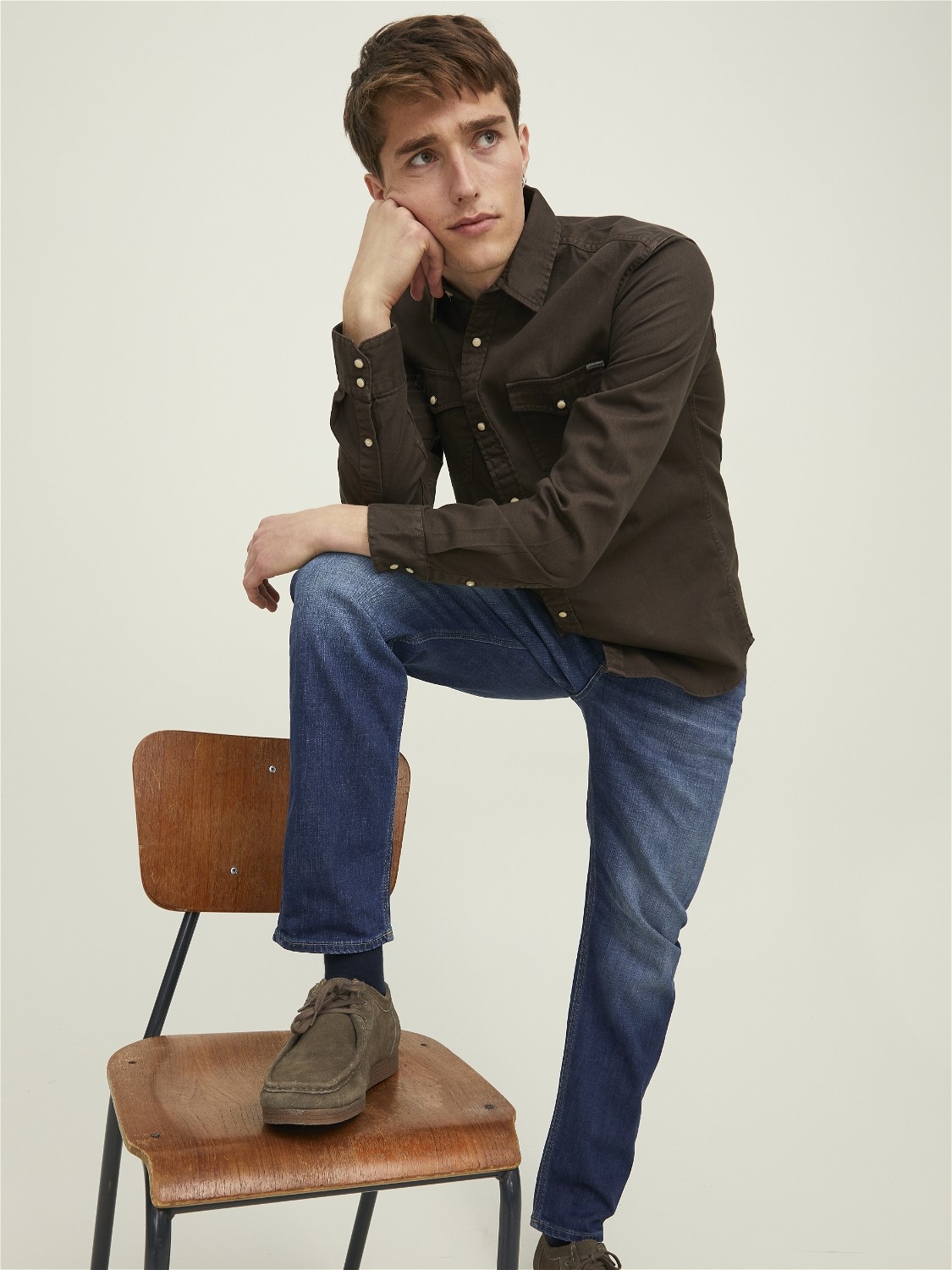 JACK & JONES Mike Wood Jos regular fit, heren jeans, denimblauw