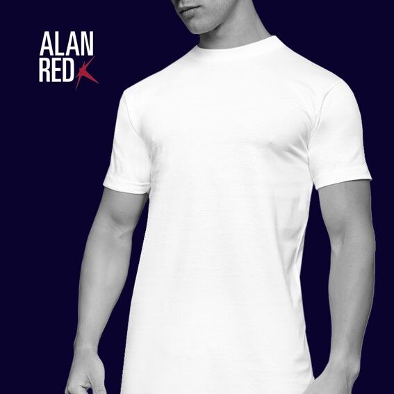 ALAN RED T shirts Virginia extra lang 2 pack O hals wit