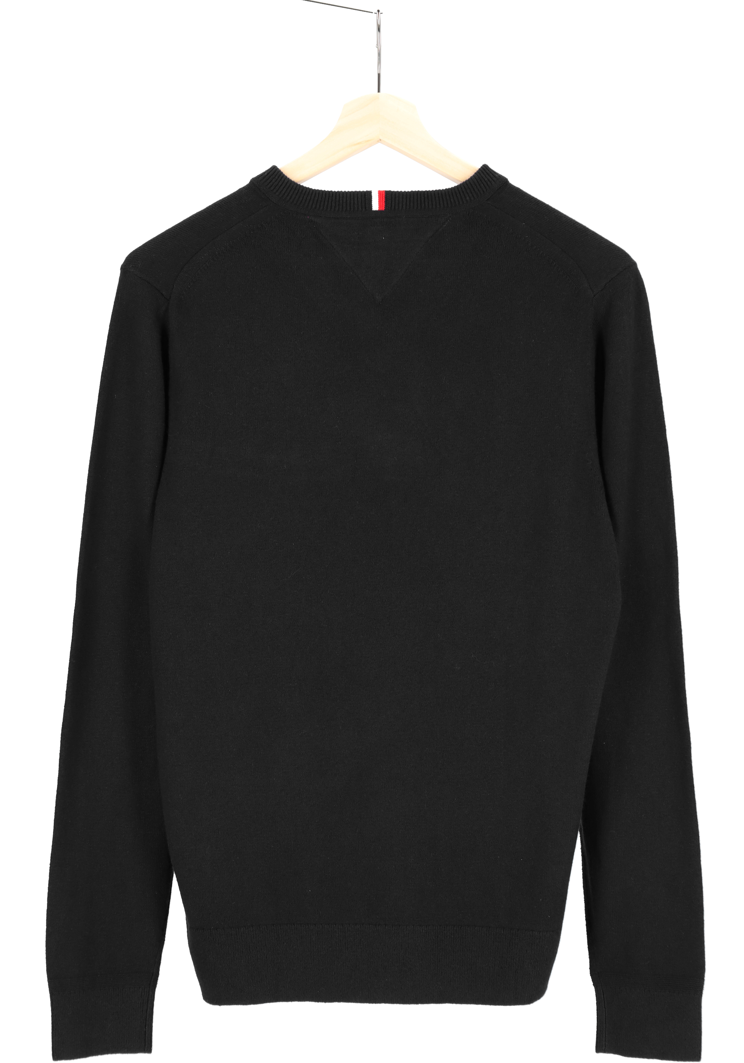 Tommy Hilfiger V-hals trui katoen met kasjmier, Pima Organic Cotton Cashmere, zwart (Black)