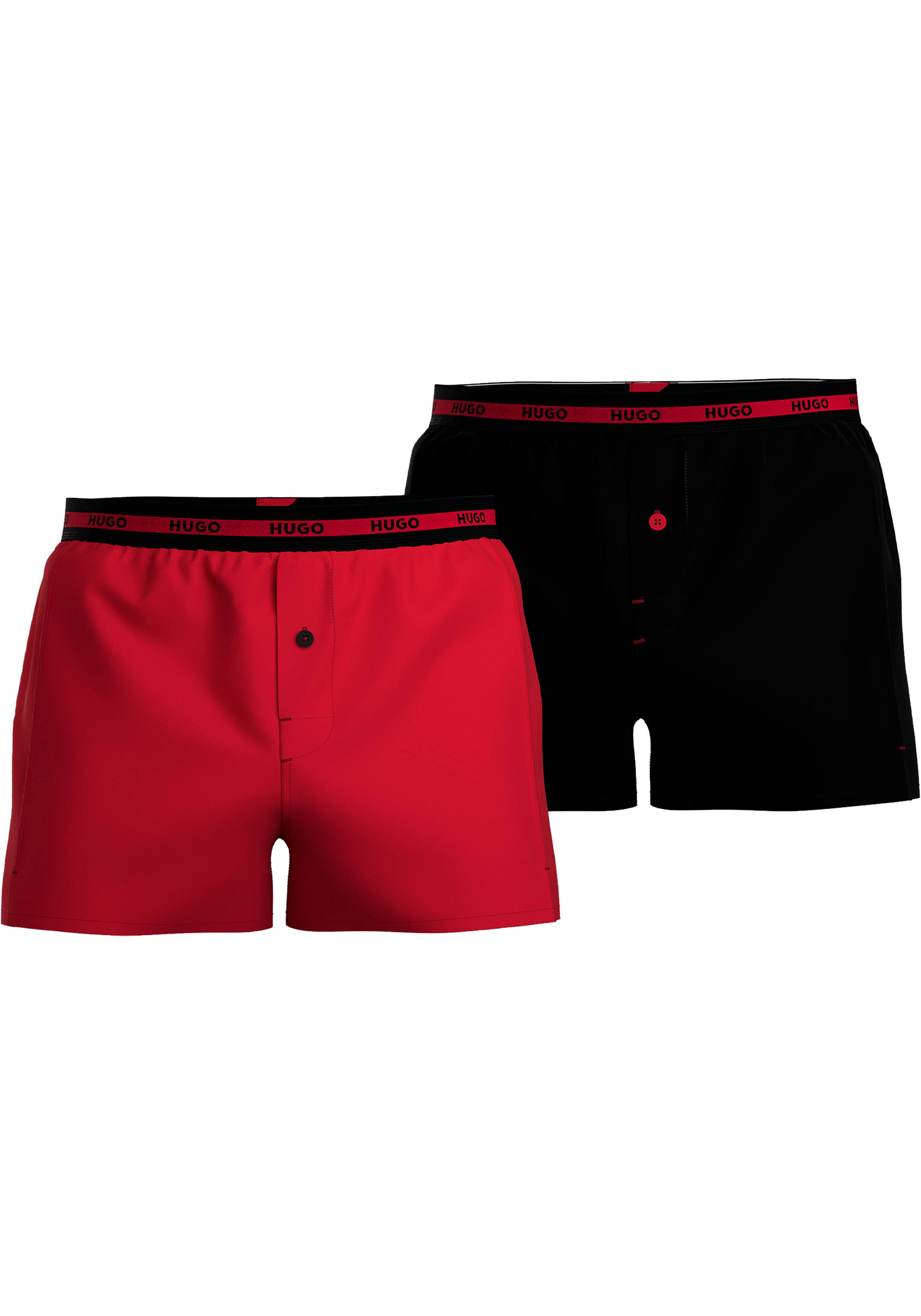 HUGO boxershorts woven (2-pack), heren boxers wijd model, roze