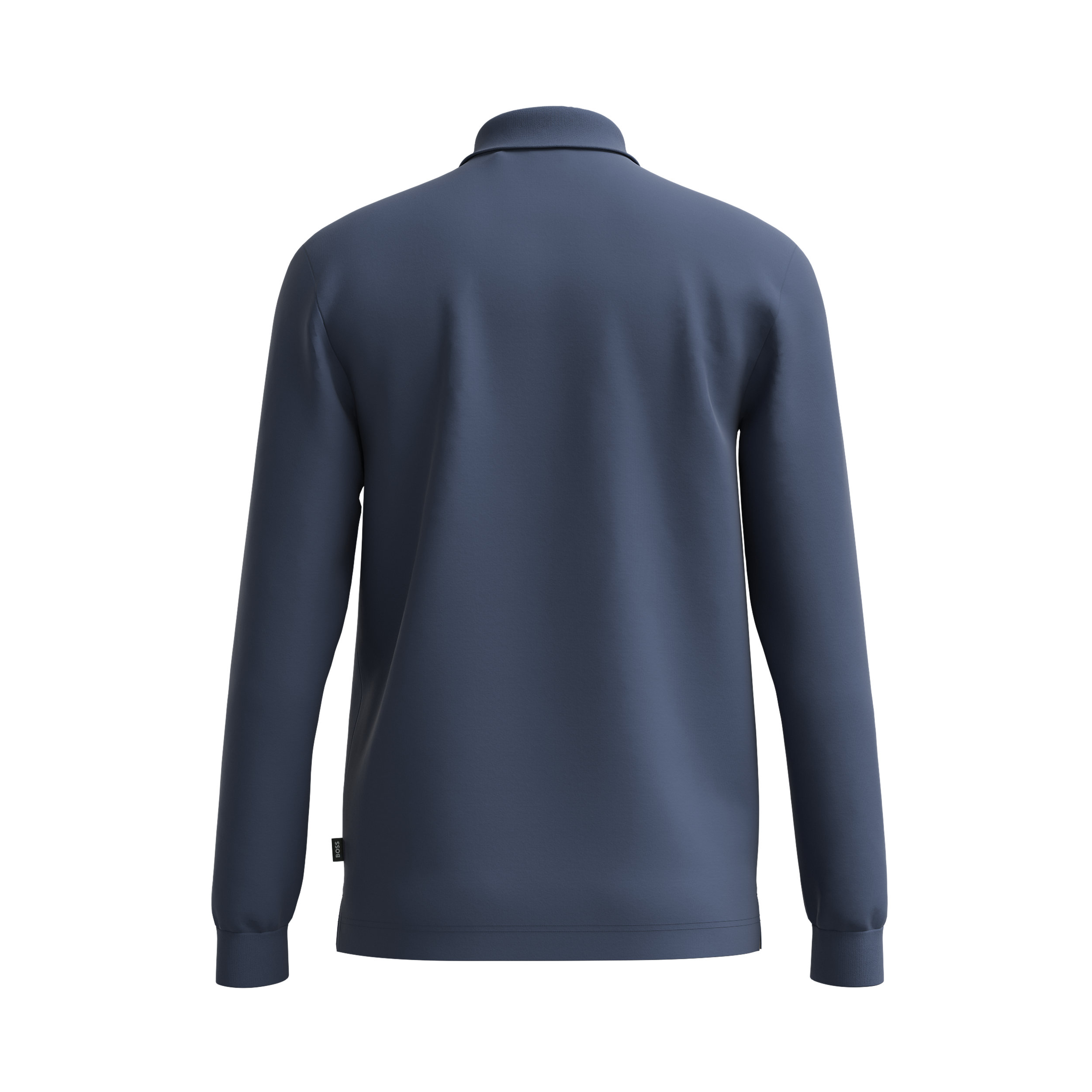 BOSS Pado regular fit polo lange mouw, jersey, blauw